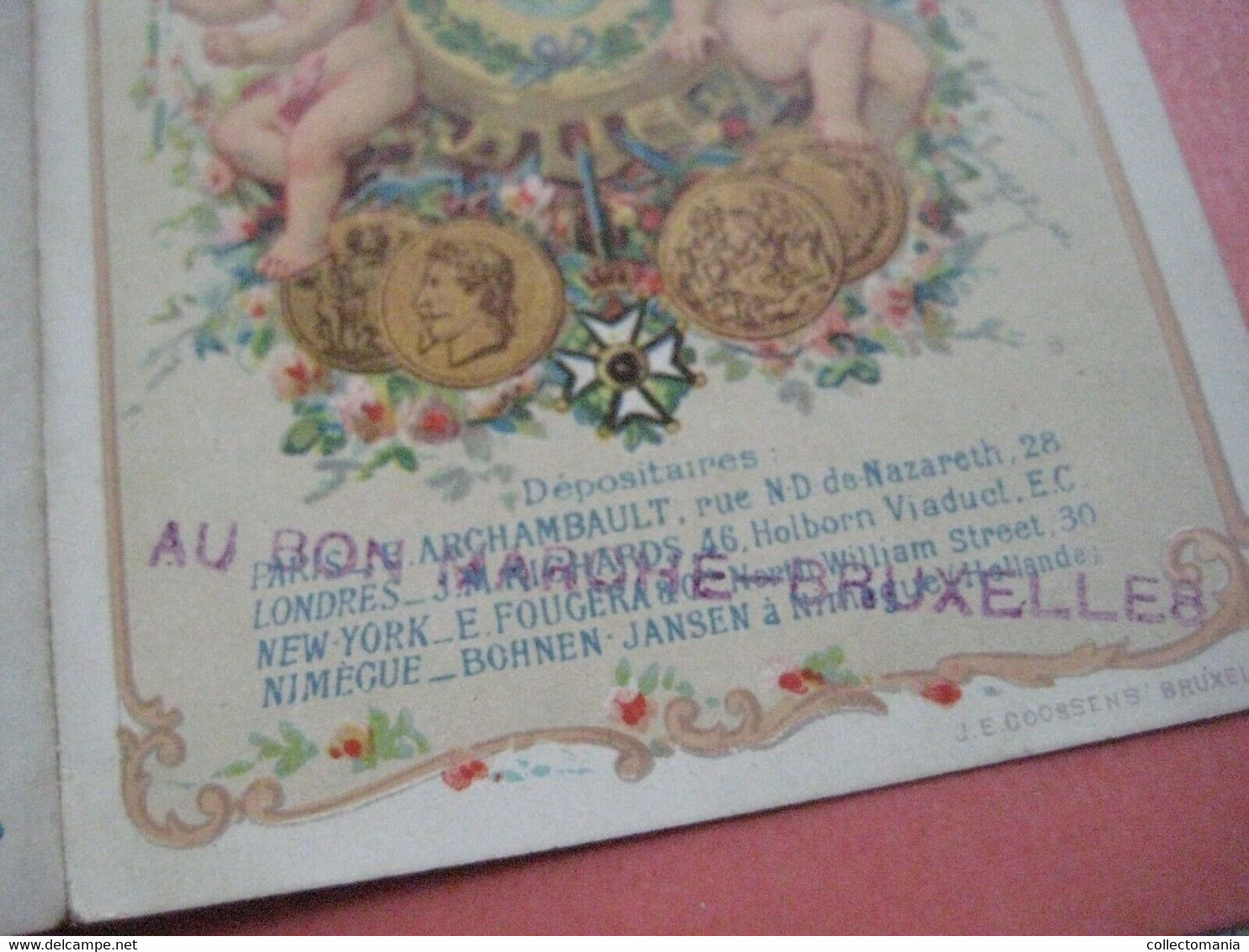 1889 Eeckelaers CHERUB Powder Talcum Baby perfume TRIPLE litho card Excellent parfumerie Savonne Extraits 3-vouwer