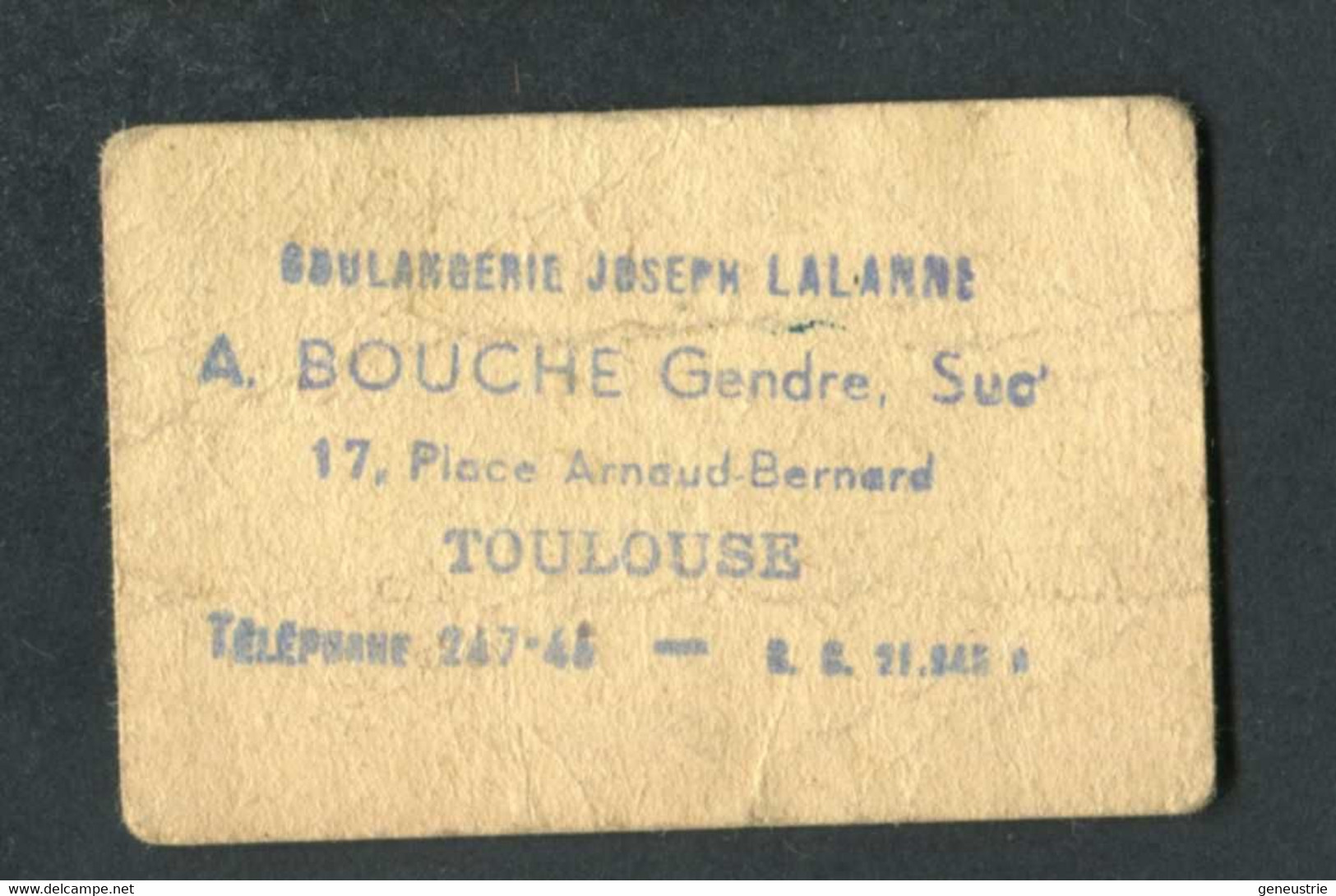 Jeton-carton De Nécessité Toulouse "Bon Pour Une Demi-flûte - A.Bouché / Syndicat De La Boulangerie De Hte-Garonne" - Monétaires / De Nécessité