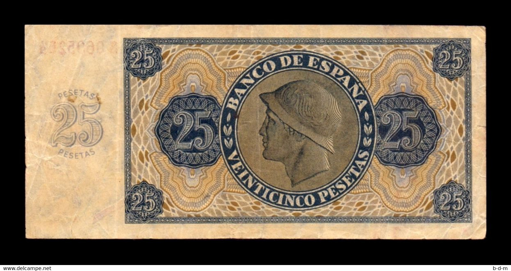 España Spain 25 Pesetas Burgos 1936 Pick 99 Serie S T. 254 MBC/EBC VF/XF - 25 Pesetas