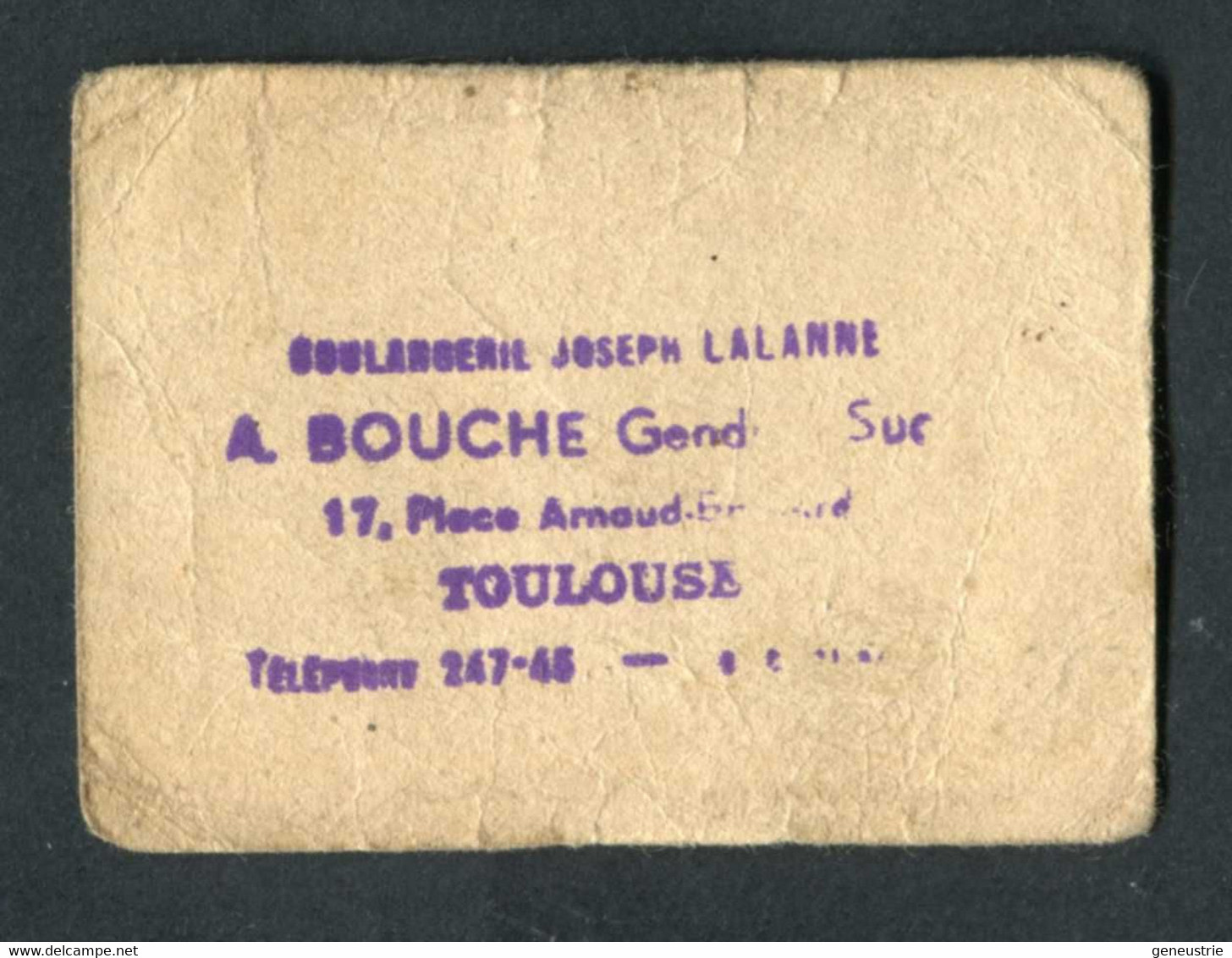Jeton-carton De Nécessité Toulouse "Bon Pour Une Flûte Fantaisie - A.Bouché / Syndicat Des Boulangers De Hte-Garonne" - Monétaires / De Nécessité