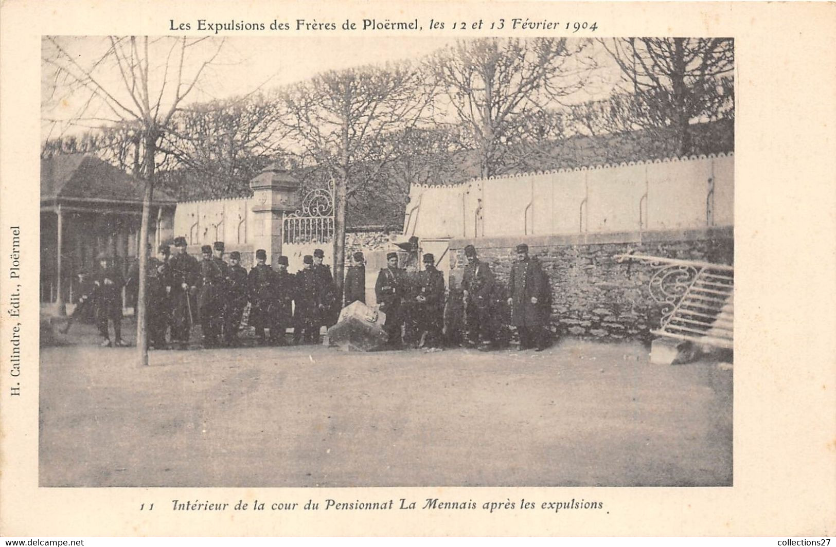 56-PLOËRMEL- LES EXPULSIONS DES FRÈRES DE PLOËRMEL LES 12 ET 13 FÉVRIER 1904, INTÉRIEUR DE LA COUR DU PENSIONNAT... - Ploërmel