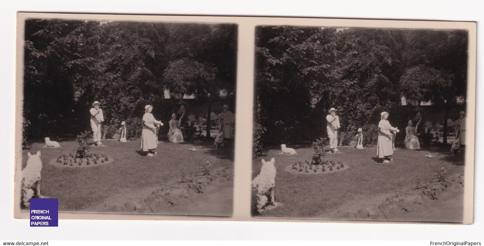 Clermont-Ferrand / Puy De Dôme 63 Photo Stéréoscopique 1940s 12,8x5,8cm Parc Statue Sujets Pétrifiés A59-38 - Stereoscopio