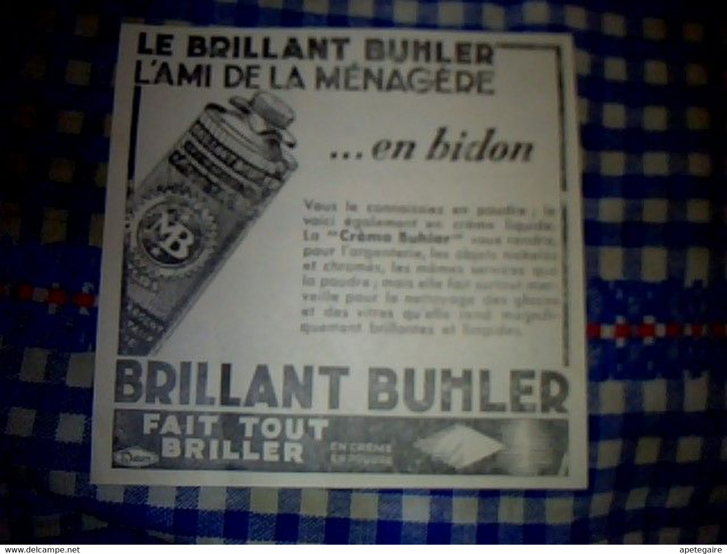 Vieux Papier Publicité  Tract Brillant Buhler L'ami De La Ménagère M.B. Paris - Pubblicitari