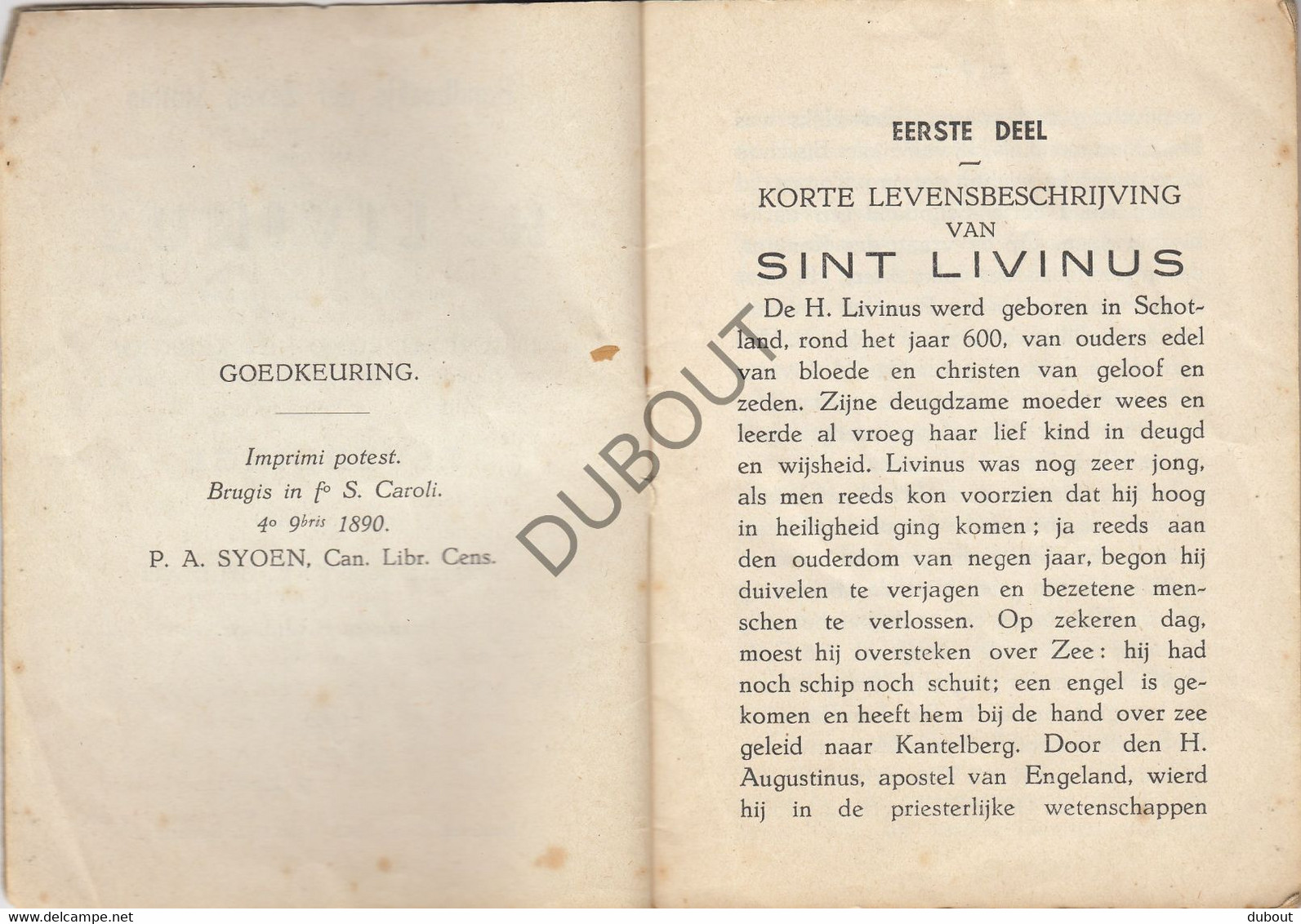 ELVERDINGE Handboekje Der 7 Statiën H. Livinus - C.L. Billiau, Pastor, Druk Danneels, Poperinge, 1890 (W3) - Anciens