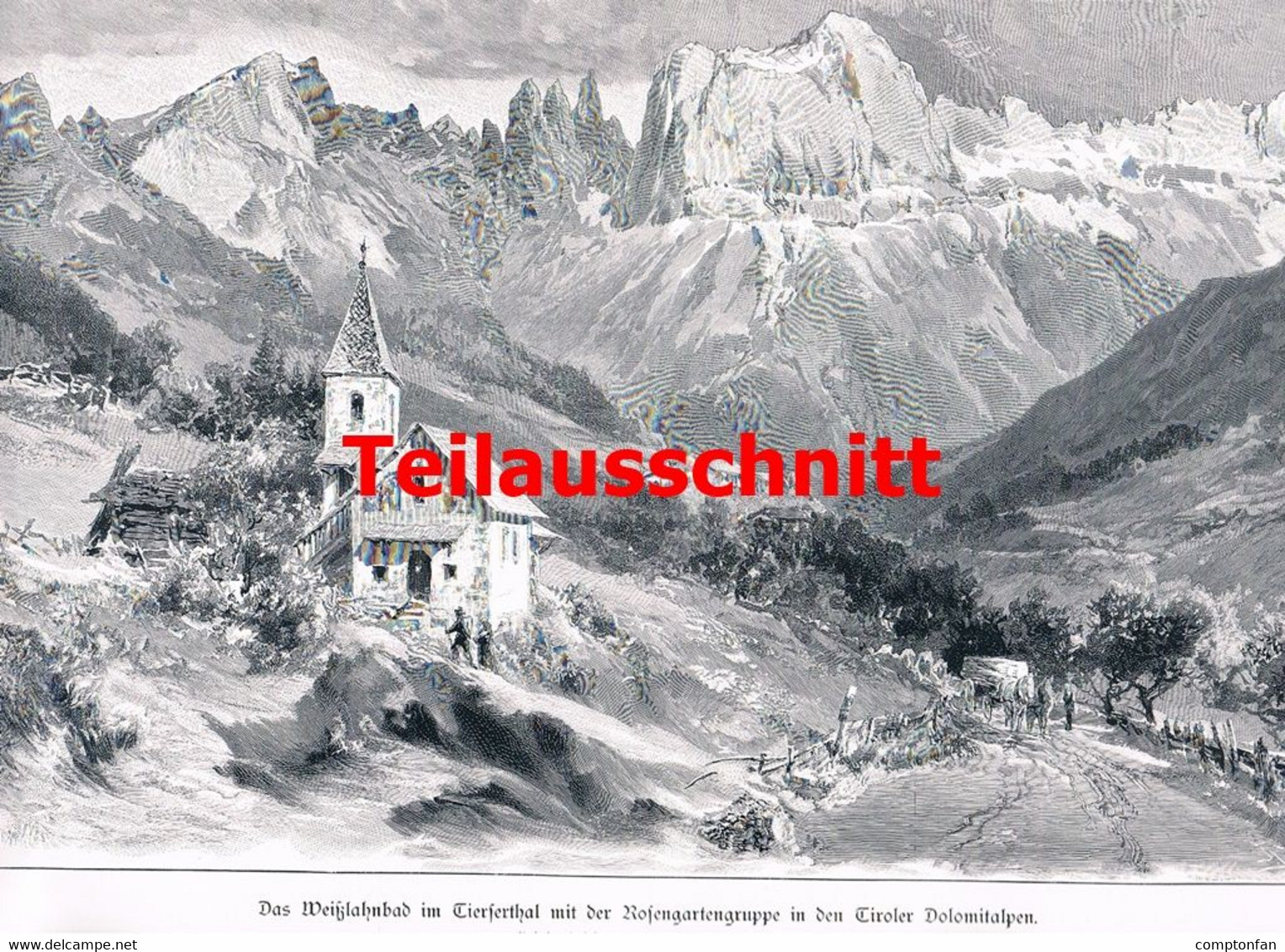 D101 014 Compton Weißlahnbad Lavina Bianca Dolomiten 38x27 Cm Druck 1899!! - Other & Unclassified