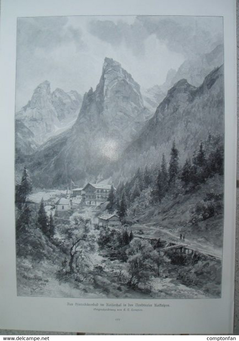 D101 018 Compton Hinterbärenbad Kufstein Berghütte Tirol 27x38 Cm Druck 1899!! - Otros & Sin Clasificación