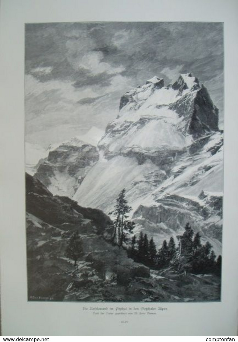 D101 023 Zeno Diemer Rofelewand Pitztal Ötztal Gletscher 27x38 Cm Druck 1899!! - Autres & Non Classés