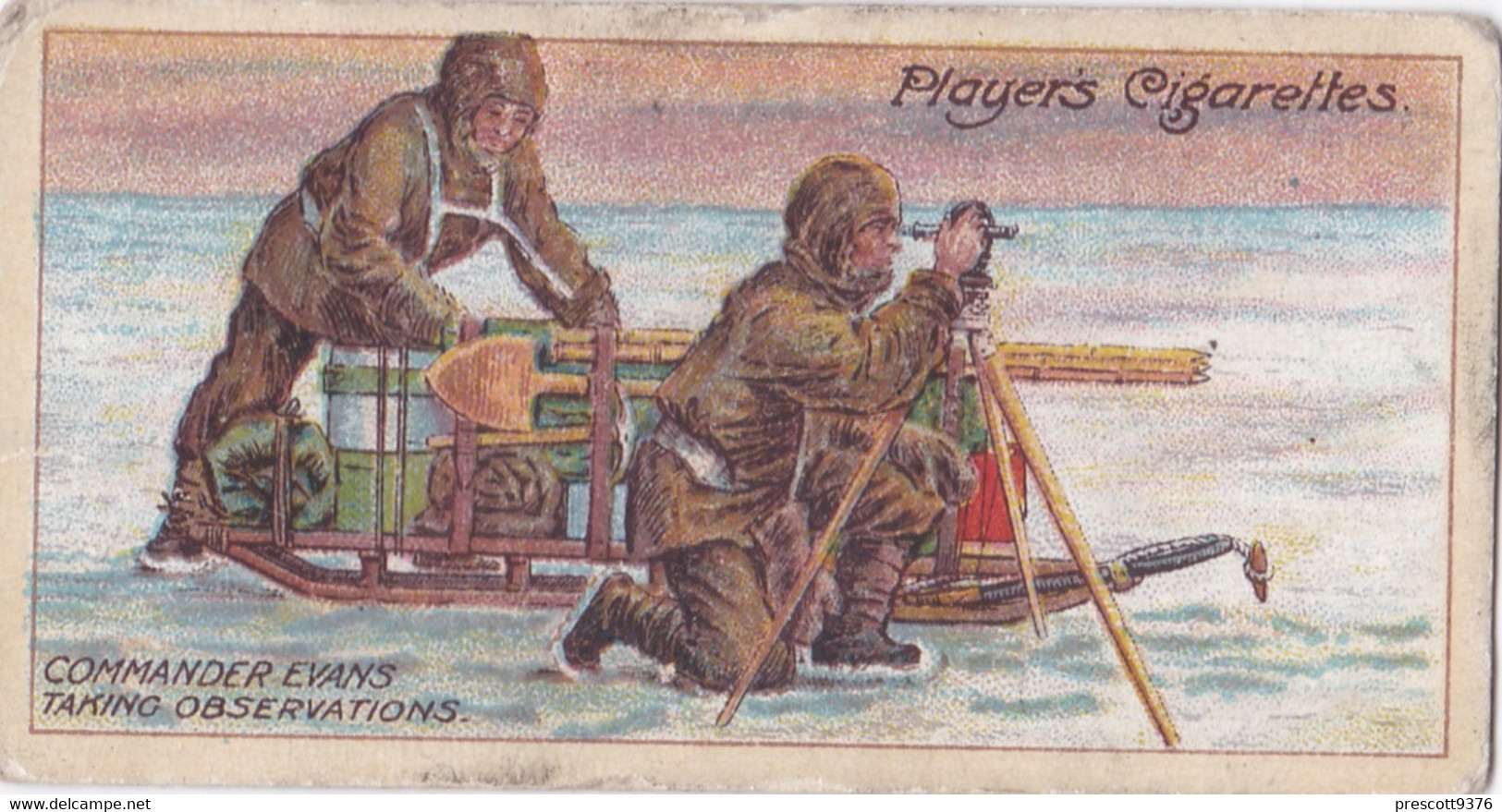 18 Taking Observations -  Polar Exploration 2nd 1916 - Players Cigarette Card - Antarctic - Antique - Wills