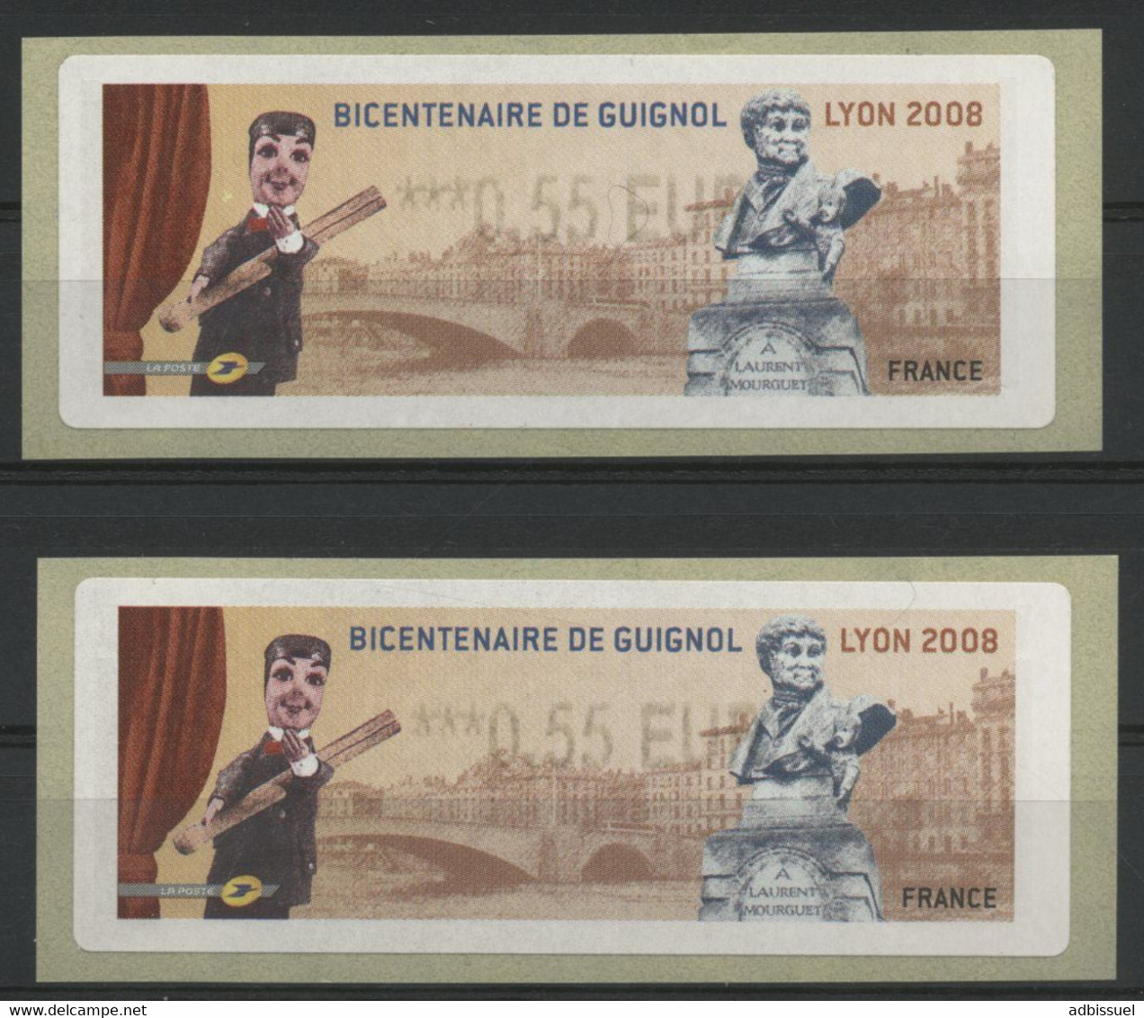 2 Vignettes Type LISA Pour Le Bicentenaire De Guignol 2008. TB - 1999-2009 Illustrated Franking Labels