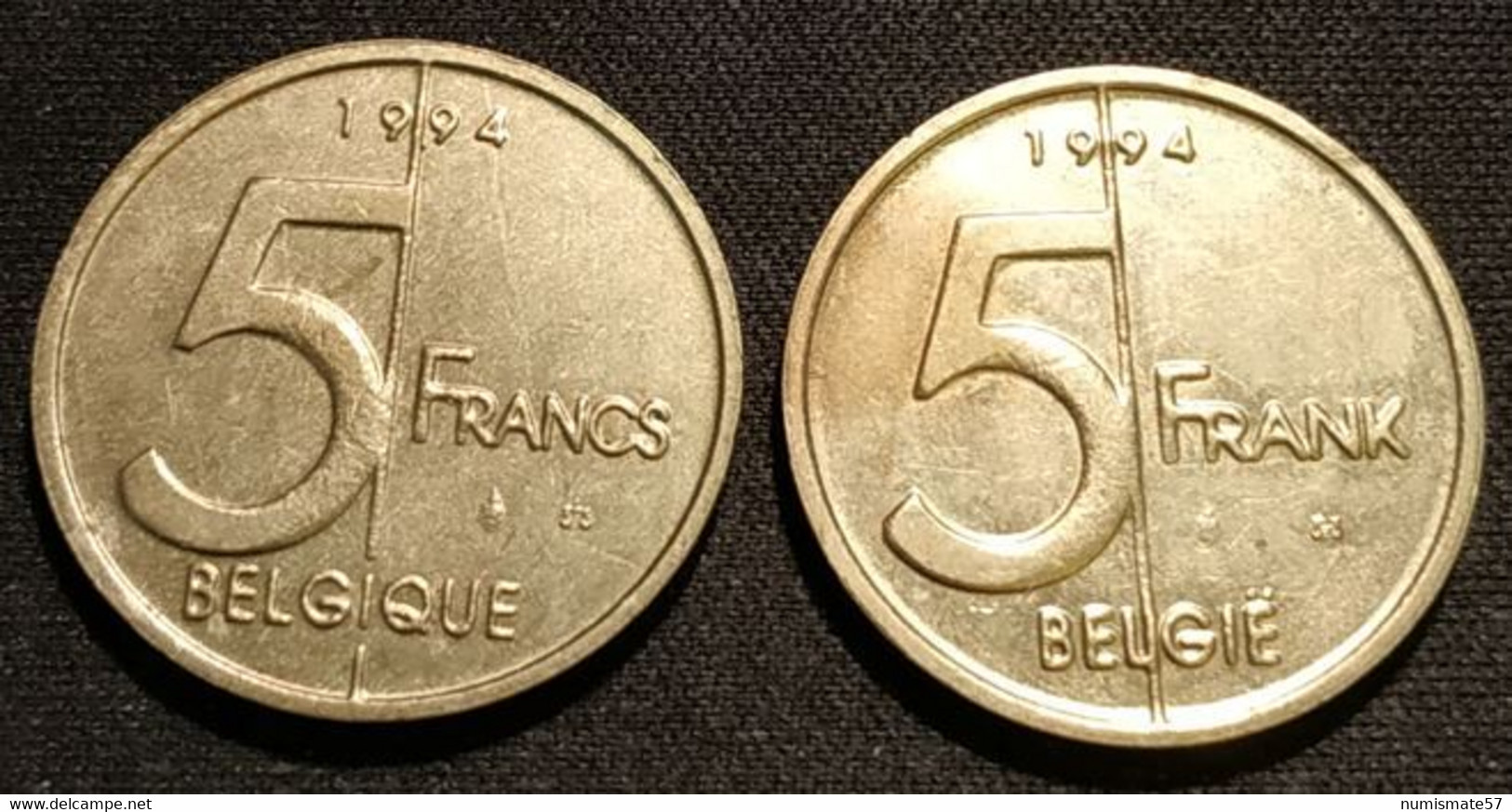 BELGIQUE - BELGIUM - Lot De 2 Pièces - 5 FRANCS - Baudouin Ier - 1994 FR - 1994 NL - KM 189 - KM 190 - 5 Frank