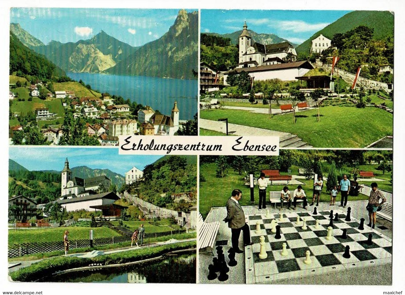 Erholungszentrum Ebensse, Salzkammergut - Multivues, 4 Vues Dont Jeu Géant D'échecs, Partie En Cours - Circulé 1981 - Ebensee