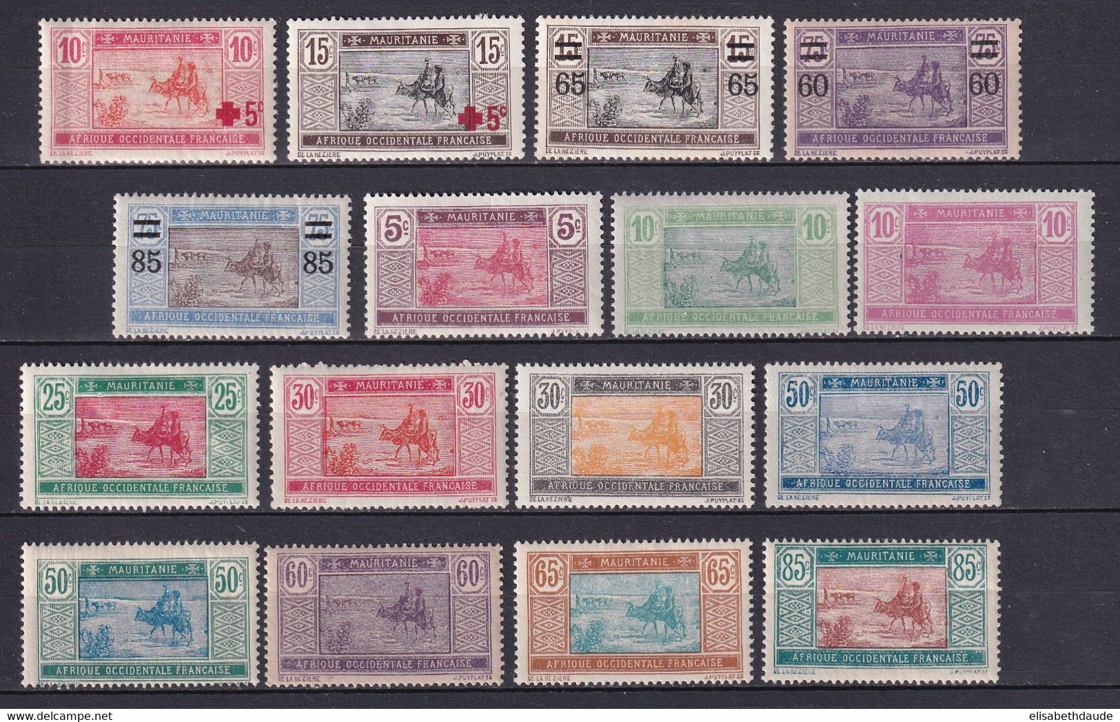 MAURITANIE - 1915/1922 - YVERT N° 34/49 * MLH (LE 35 EST SANS GOMME) - COTE 2022 = 23.25 EUROS - - Nuevos