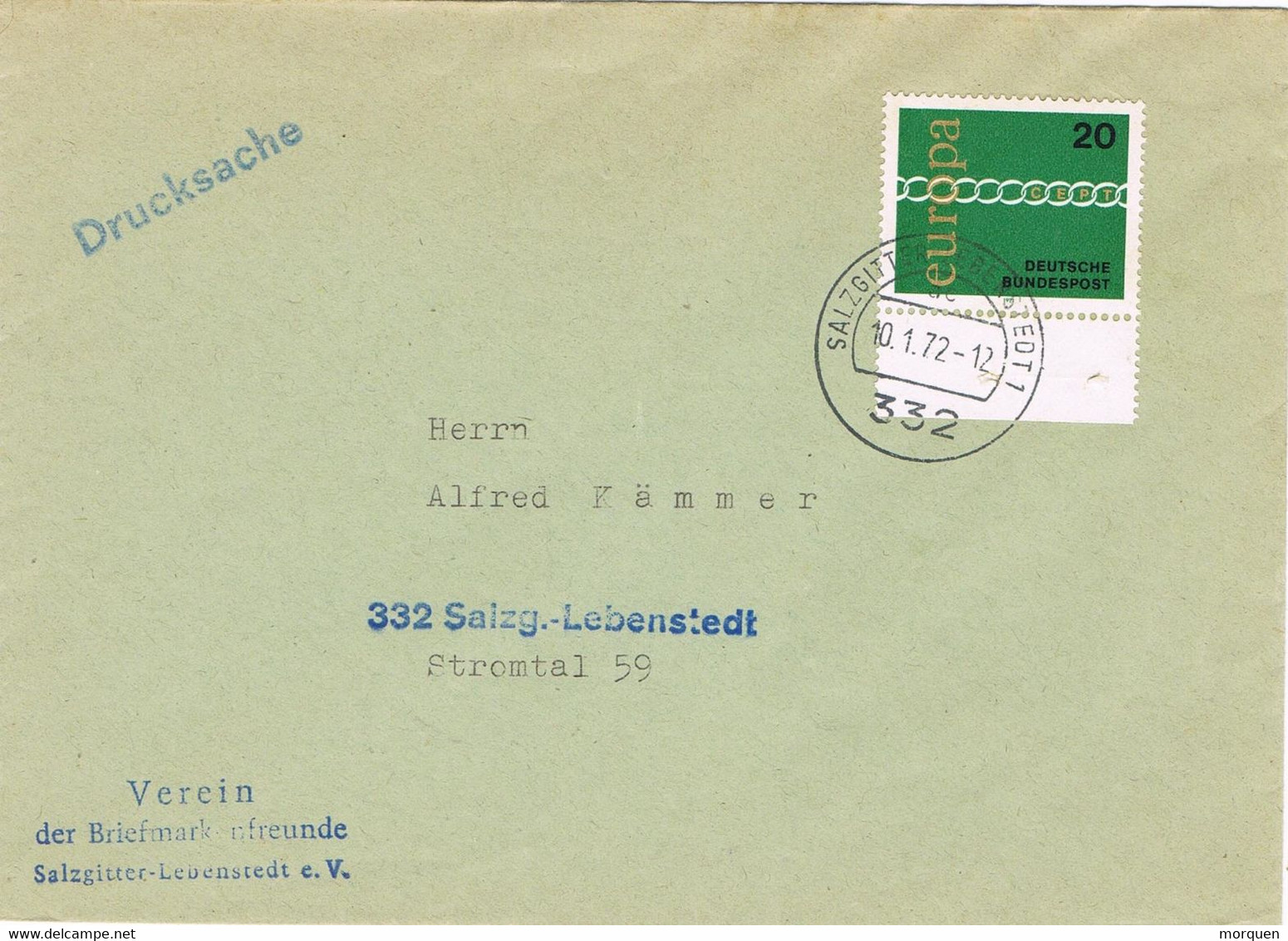 42097. Carta Impresos Drucksache SALZGITTER - LEBENSTEDT (Alemania Federal) 1972. Tema EUROPA - Briefe U. Dokumente
