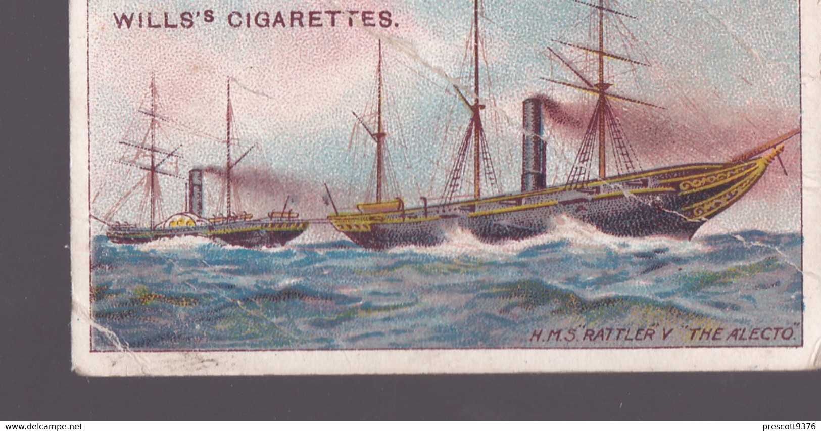 Celebrated Ships 1911 - Wills Cigarette Card - Celebrated Ships - 21 HMS Rattler V The Alecto - Wills