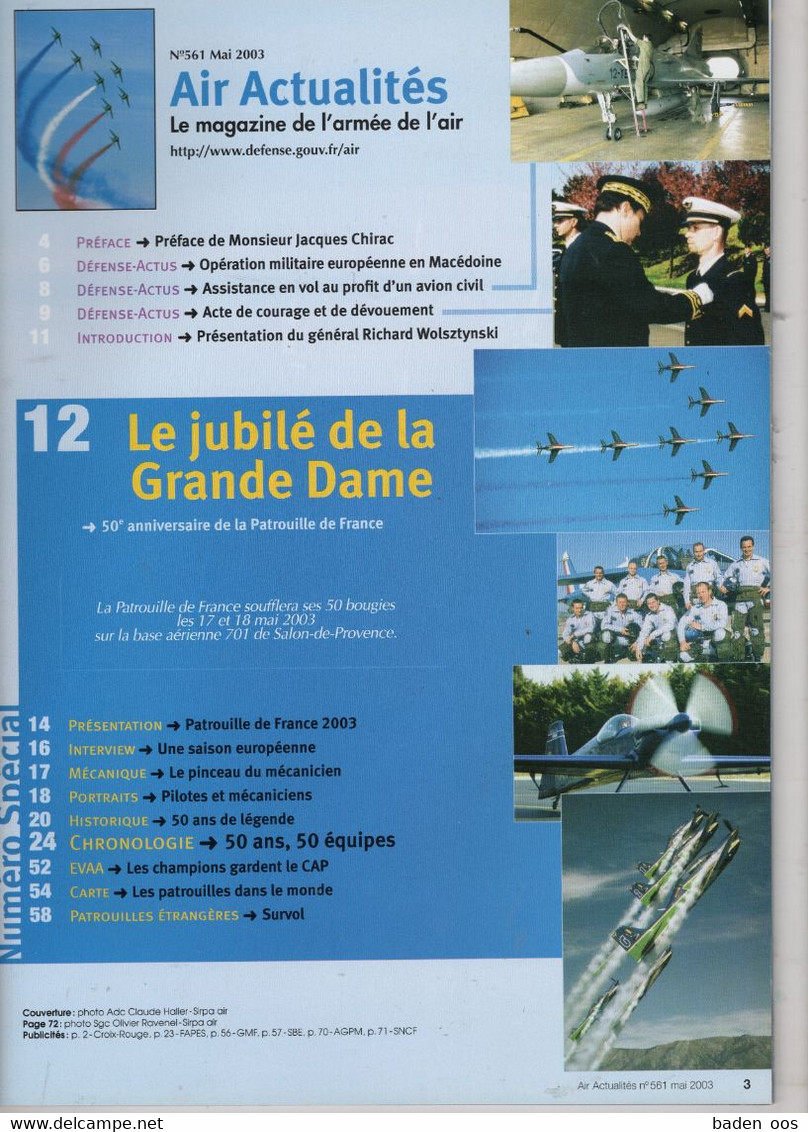 Air Actualités Mai  2003 N561 50 Anniversaire De La PAF - Français