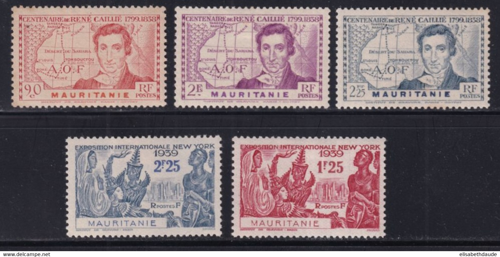 MAURITANIE - 1939 - YVERT N°95/99 * MLH - COTE 2022 = 7.25 EUROS - - Neufs