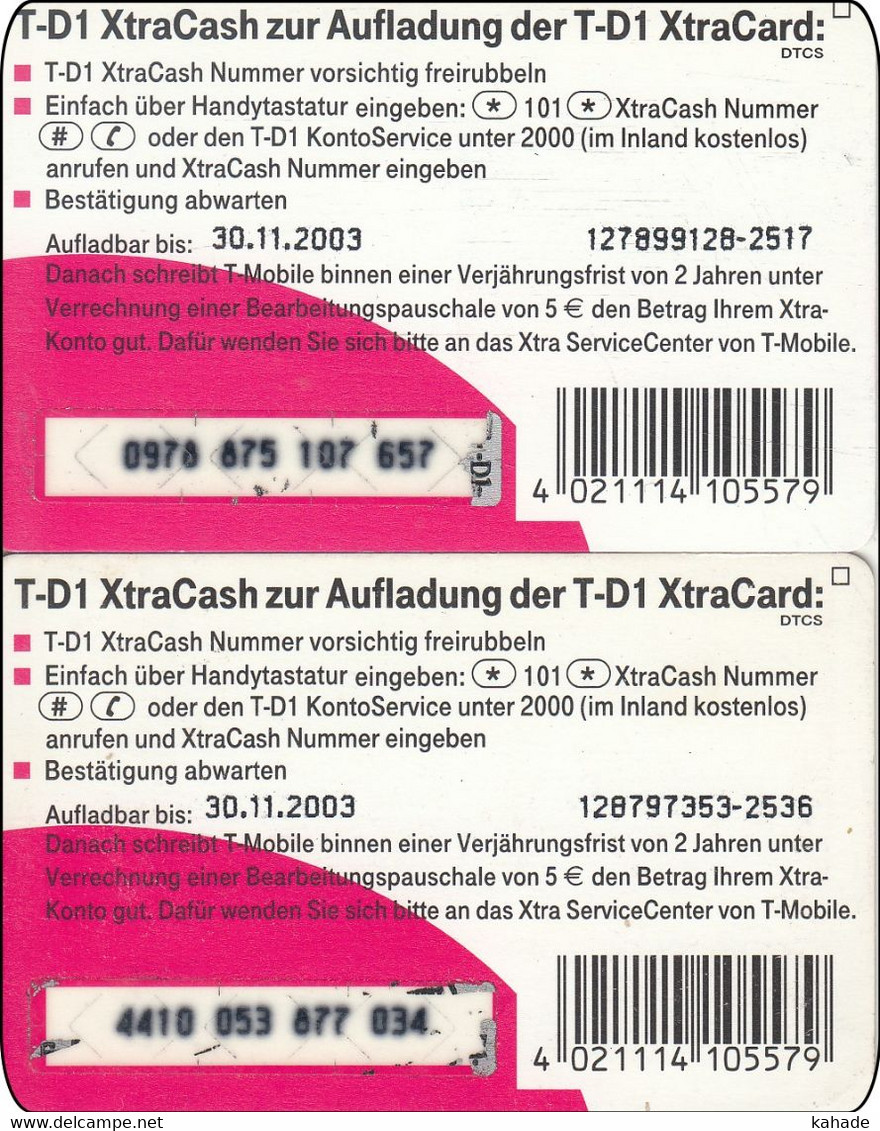 2 X Germany  Phonecard Xtra Cash Herr Der Ringe Gandolf + Legolas - T-Pay Micro-Money