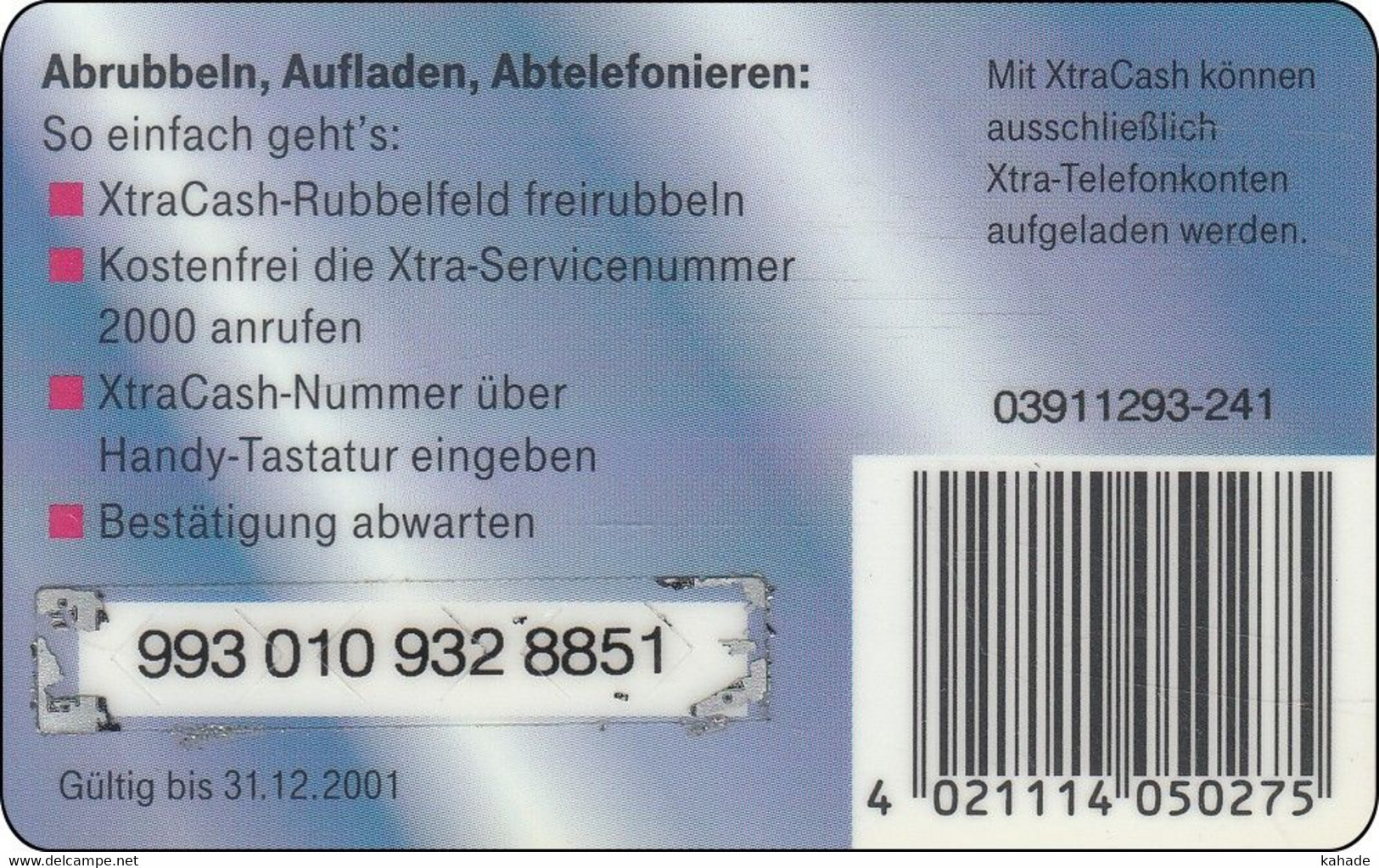 Germany  Phonecard Xtra Cash Mohar Edition RAR - T-Pay Micro-Money