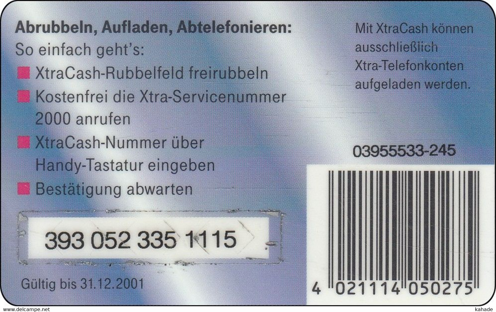 Germany  Phonecard Xtra Cash Mohar Edition RAR - T-Pay Micro-Money