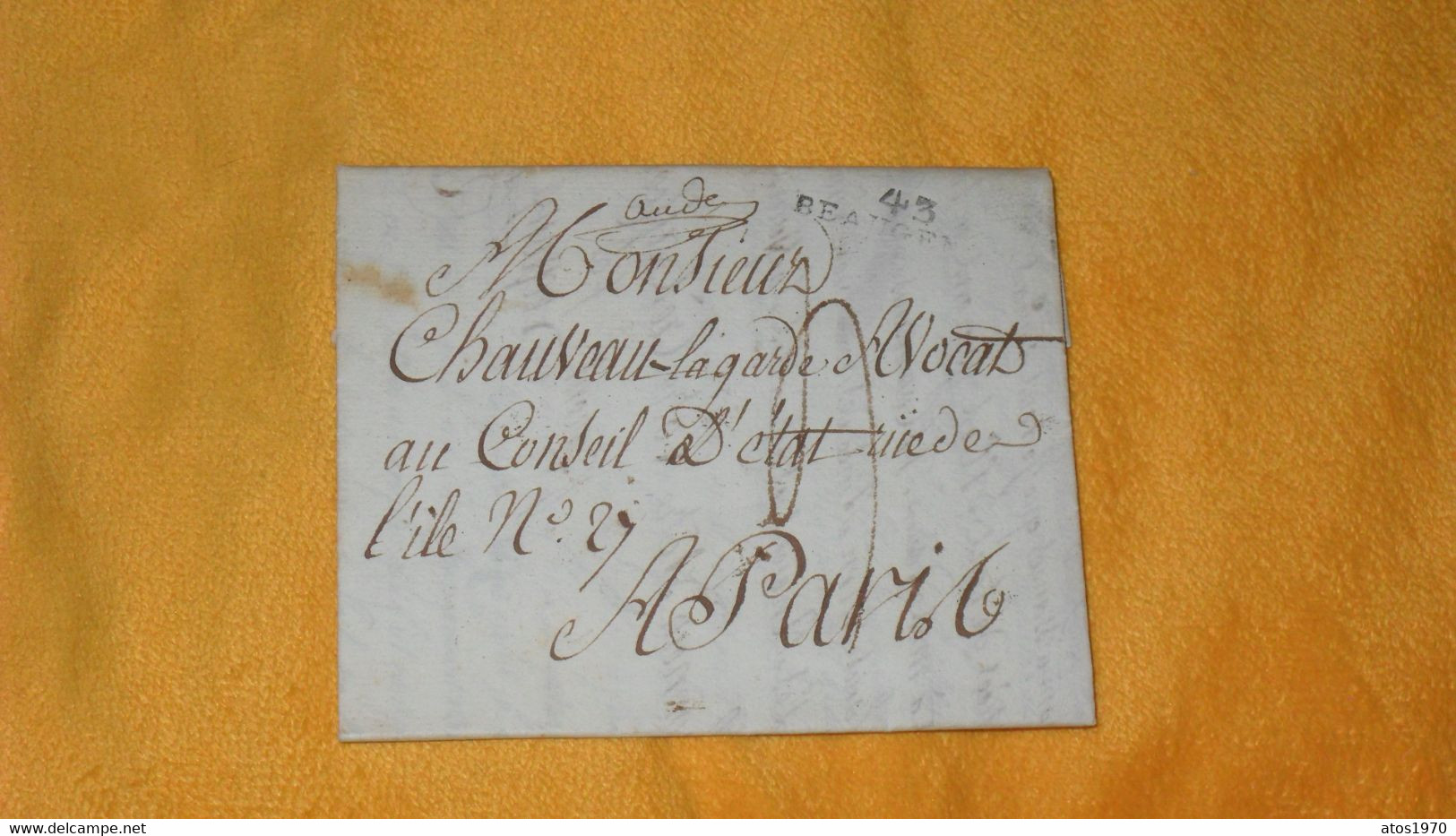 LETTRE ANCIENNE DE 1814../ A IDENTIFIER MARQUE 43 BEAUGENCY POUR PARIS + TAXE + CACHET DATE , F 9.. - 1801-1848: Voorlopers XIX