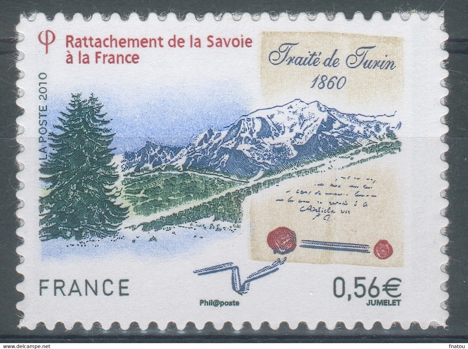 France, Rattachement De La Savoie à La France, 2010 **, TB  timbre Autoadhésif - Andere & Zonder Classificatie