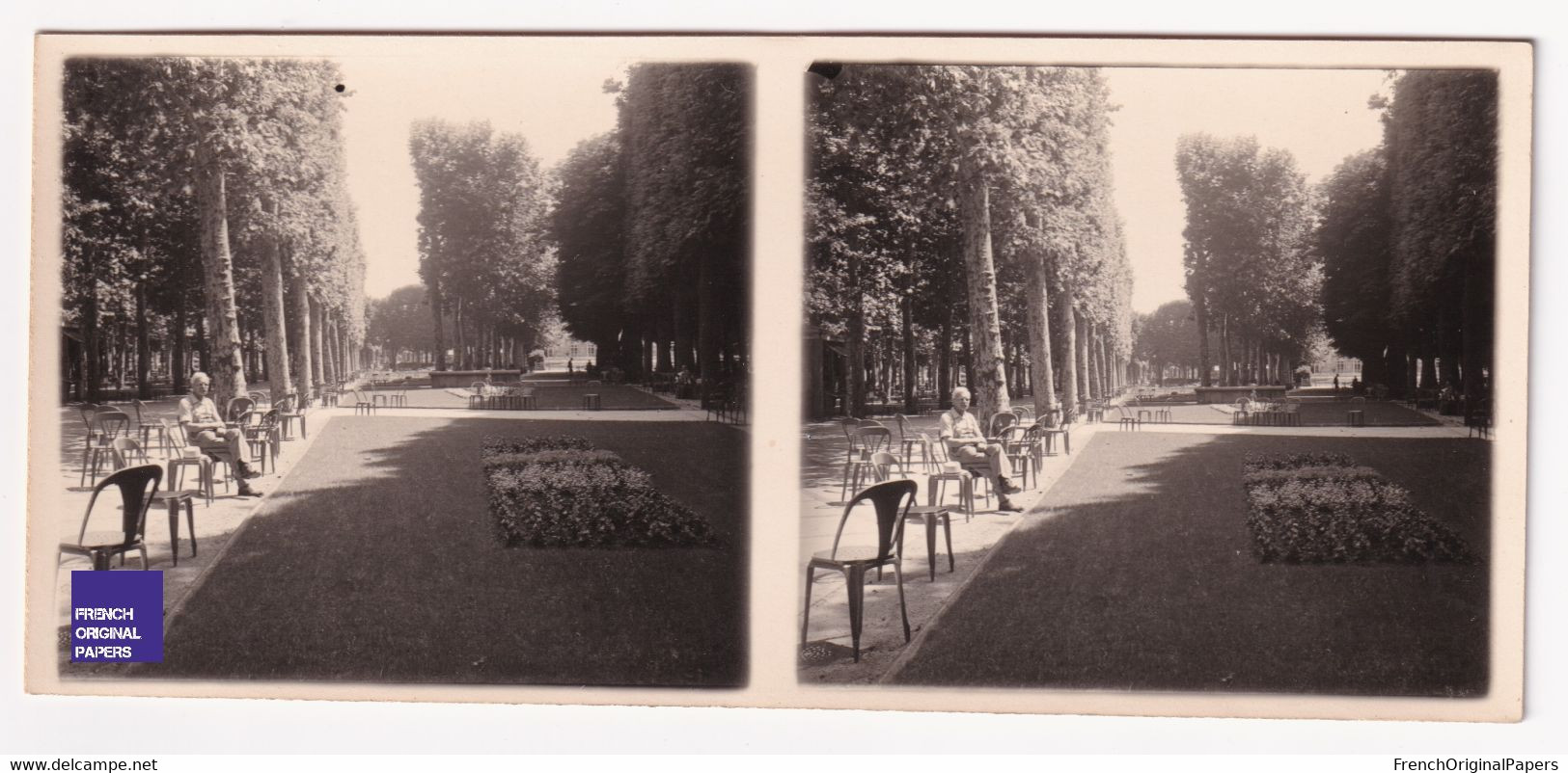 Parc De Vichy / 03 Allier Photo Stéréoscopique 1940s 12,8x5,8cm Jardin Public Au Fond Casino A59-42 - Stereoscopic