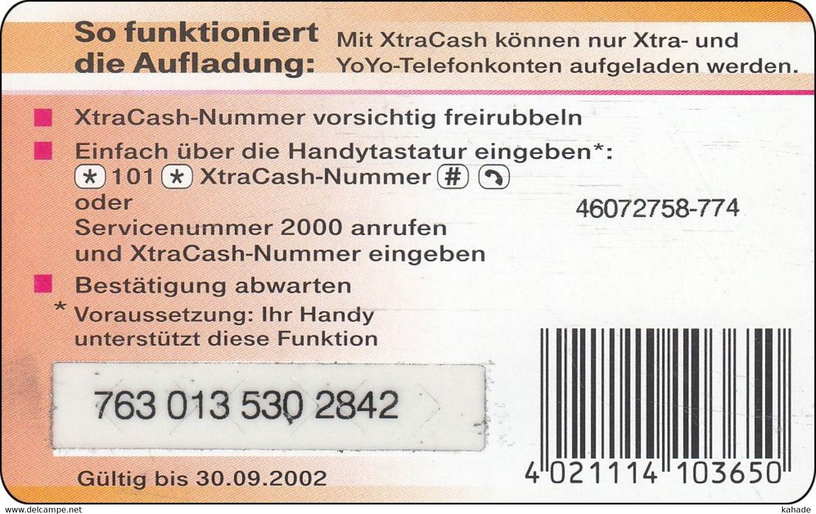Germany  Phonecard Xtra Cash 100 DM 3D Card - [3] T-Pay  Micro-Money