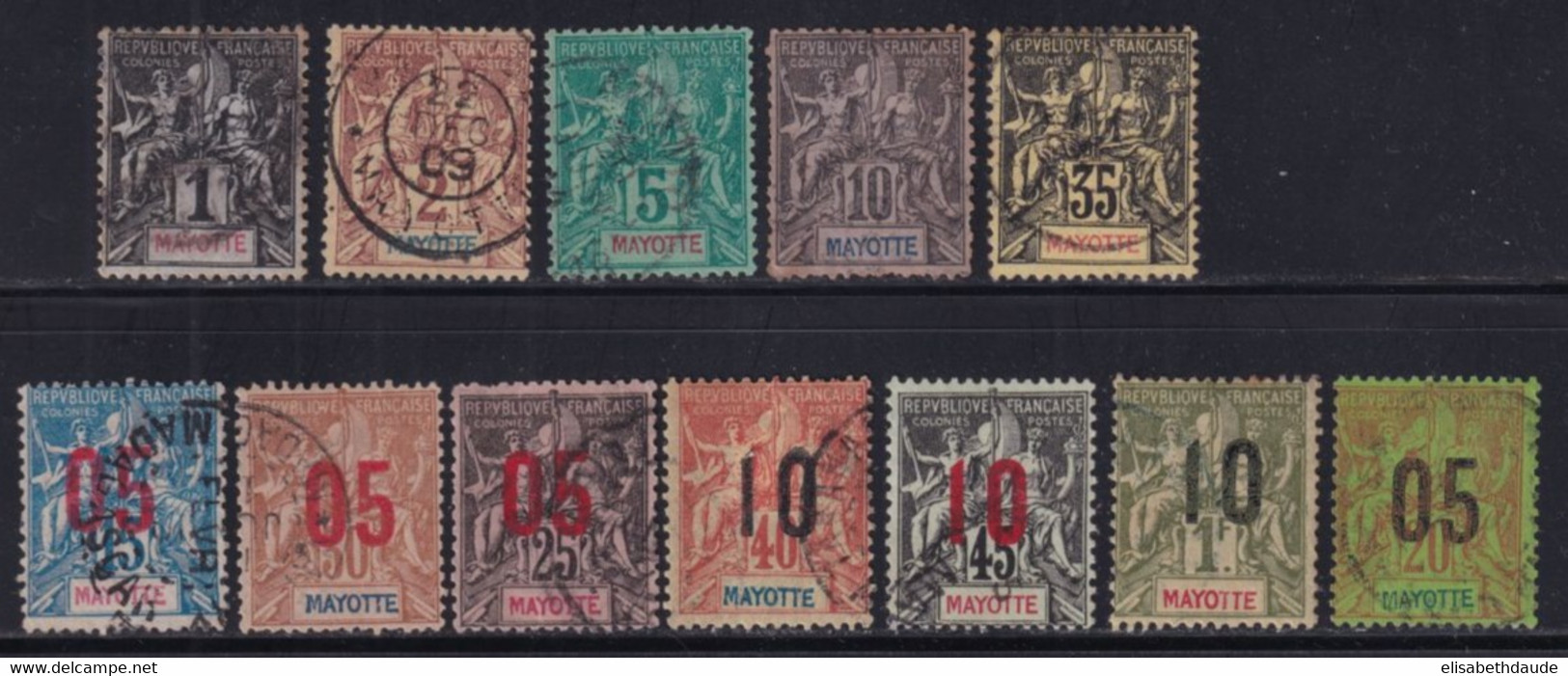 MAYOTTE - TYPE GROUPE  - PETIT LOT  OBLITERES - COTE 2022 = 45.5 EUROS - Used Stamps