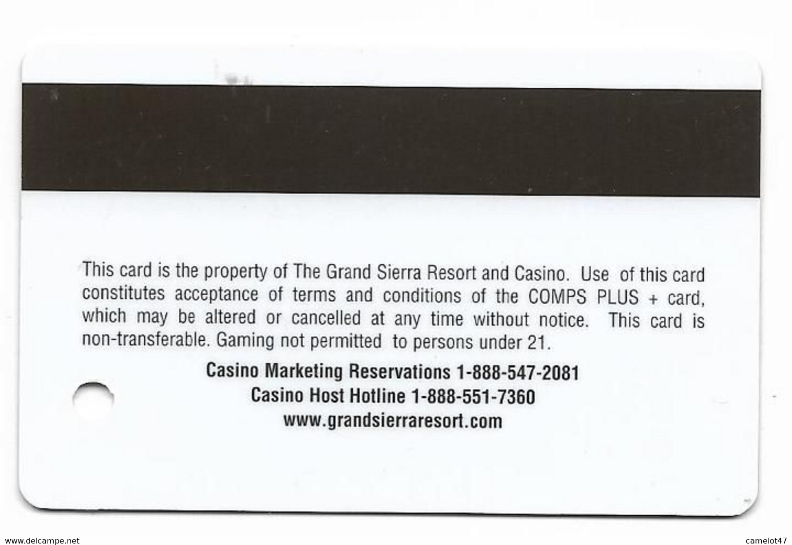 Grand Sierra Casino, Reno, NV, U.S.A., Older Used Slot Or Player's Card, # Gransierra-4 - Casinokarten