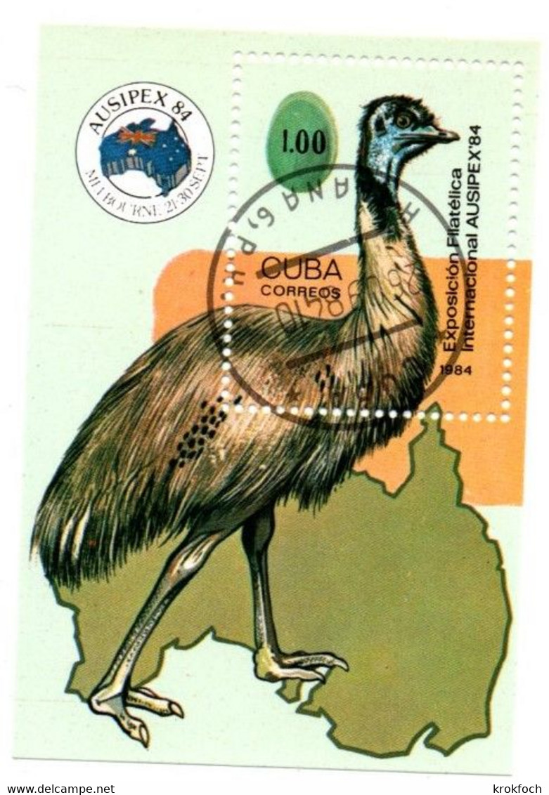 Bloc Emeu Autruche - Cuba 1984 - Ausipex 84 - Australia - Autruches