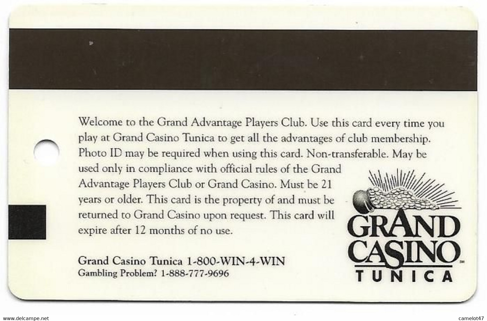 Grand Casino, Tunica, MS, U.S.A., Older Used BLANK Slot Or Player's Card, # Grandtunica-4blank - Casinokarten