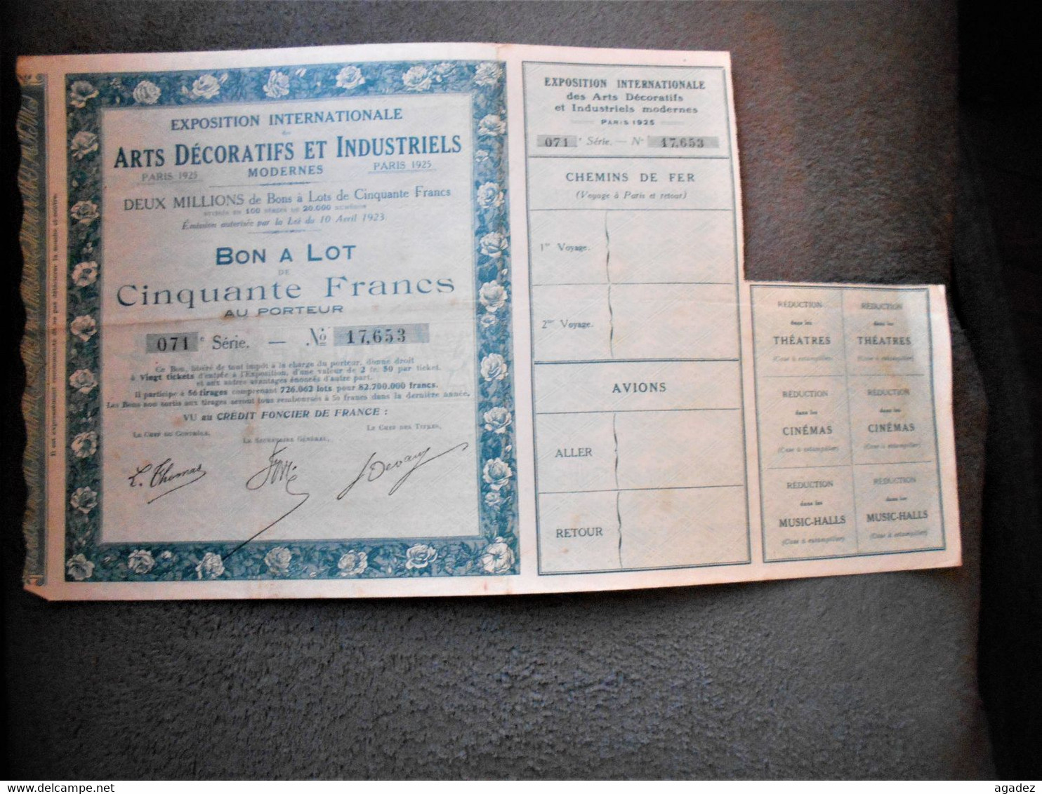 Bon à Lots " Exposition Internationale Des Arts Decoratifs Et Industriels " Paris 1925. - Tourism