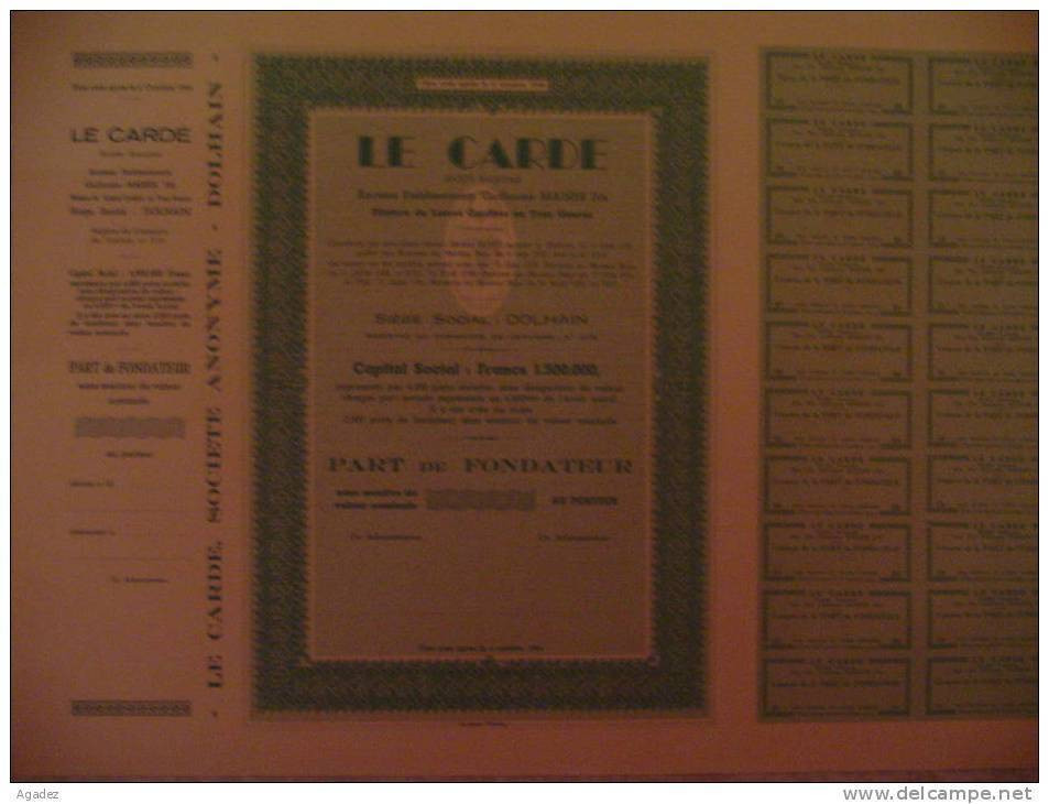 Part De Fondateur  Le Cardé  Dolhain ( Verviers) Belgium 1951 Textile. - Textiel