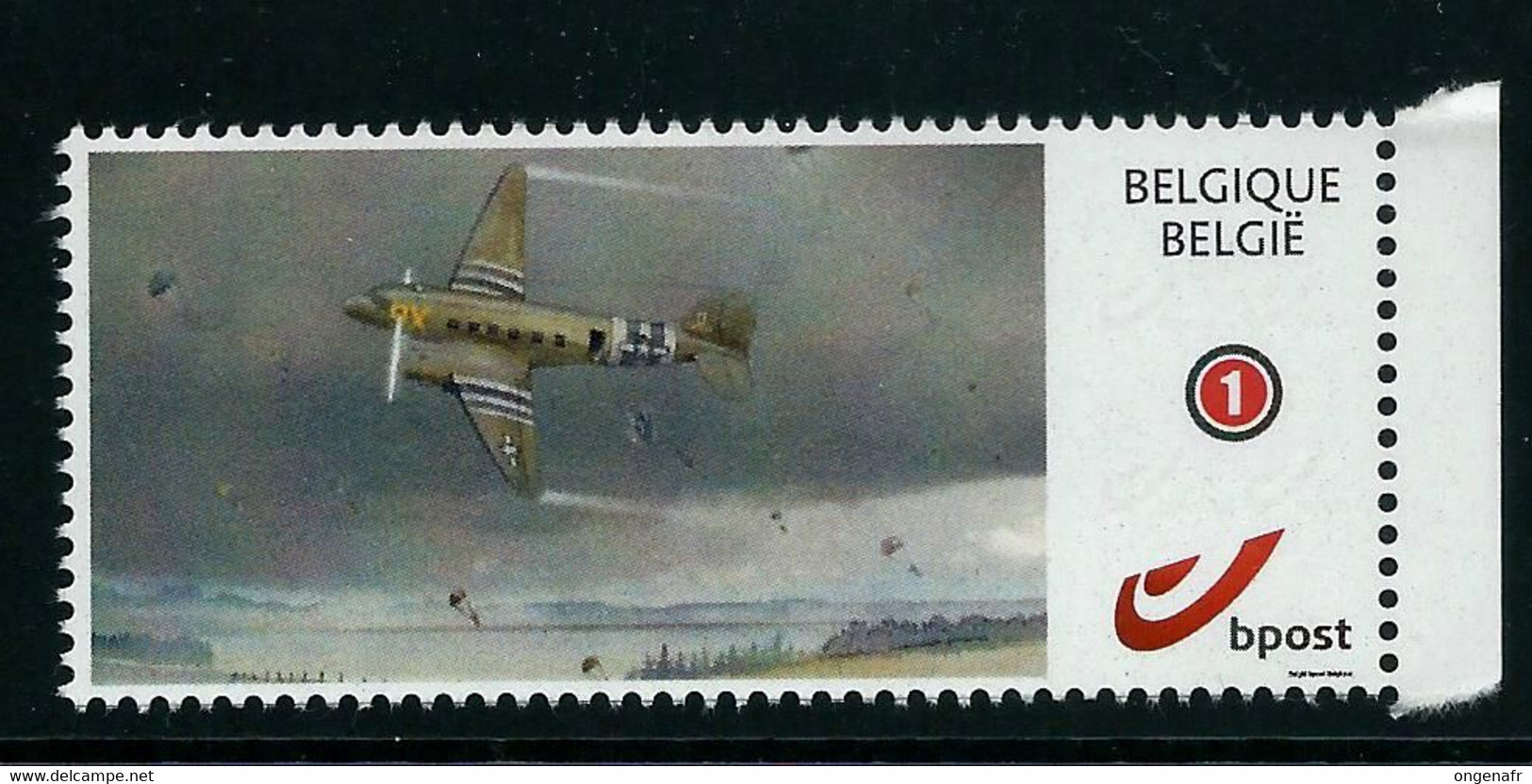 Duostamps: Bastogne (**)  Avion Alliée Survolant Les Ardennes Enneigée - Andere & Zonder Classificatie