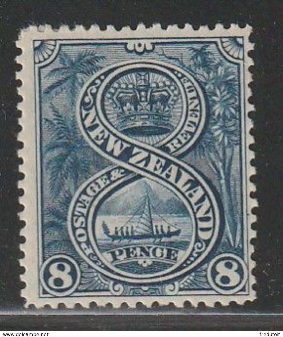 NOUVELLE ZELANDE - N°121 * (1903-08) 8p Bleu - Unused Stamps