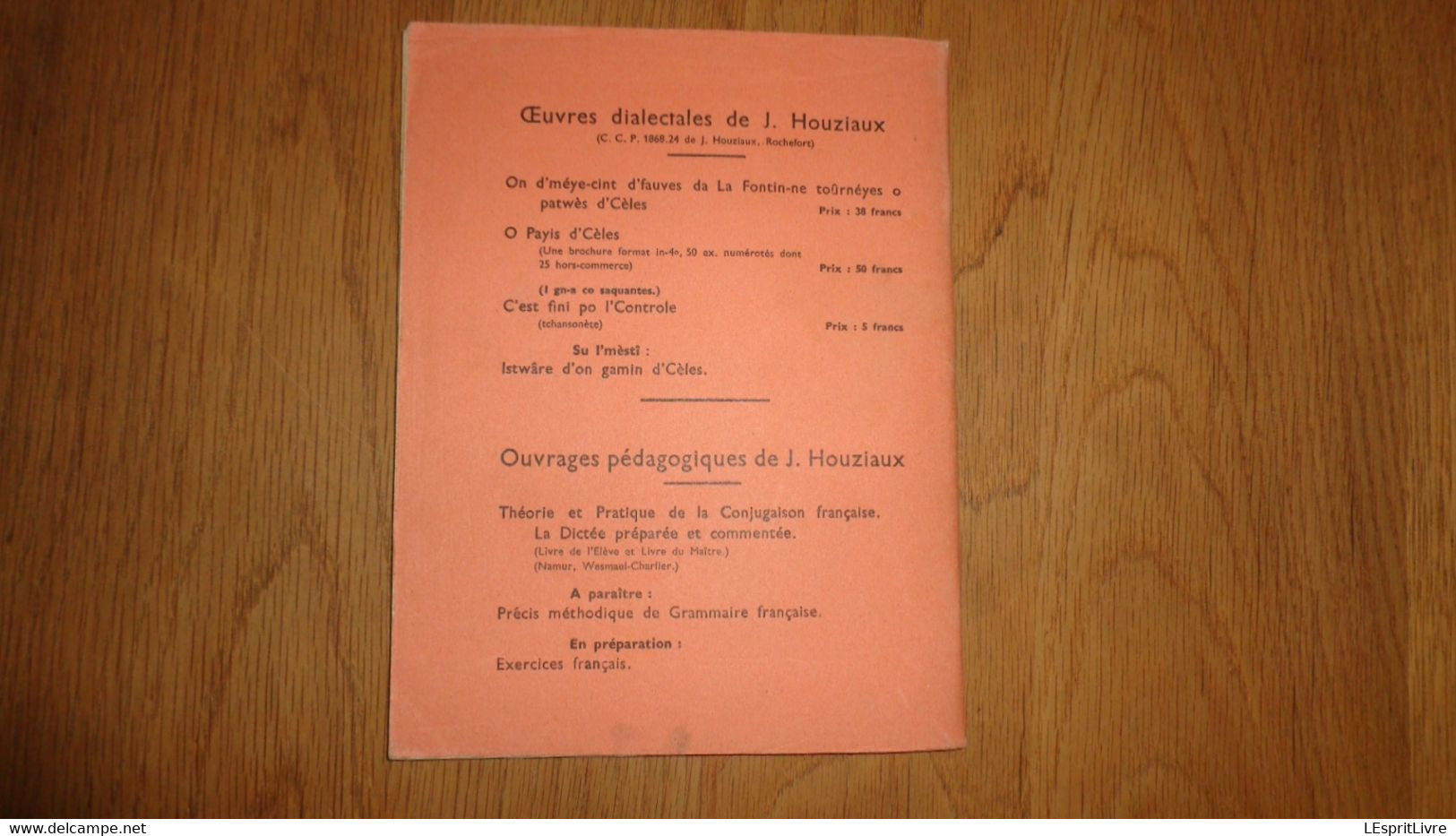 ON D'MEYE-CINT D'FAUVES DA LA FONTIN-NE Patois de Celles J Houziaux G Compère 1946 Patois Wallon De La Fontaine Fables