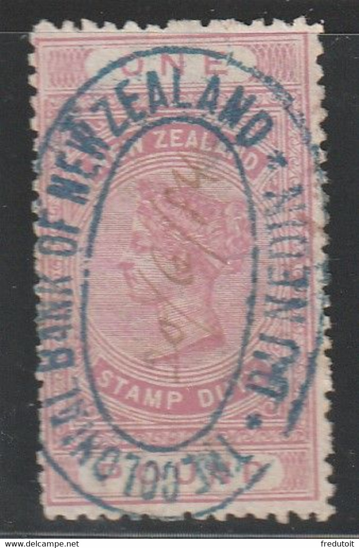 NOUVELLE ZELANDE - Fiscaux-Postaux N°17 Obl (1882-1914) 1 Pound Rose - Fiscaux-postaux