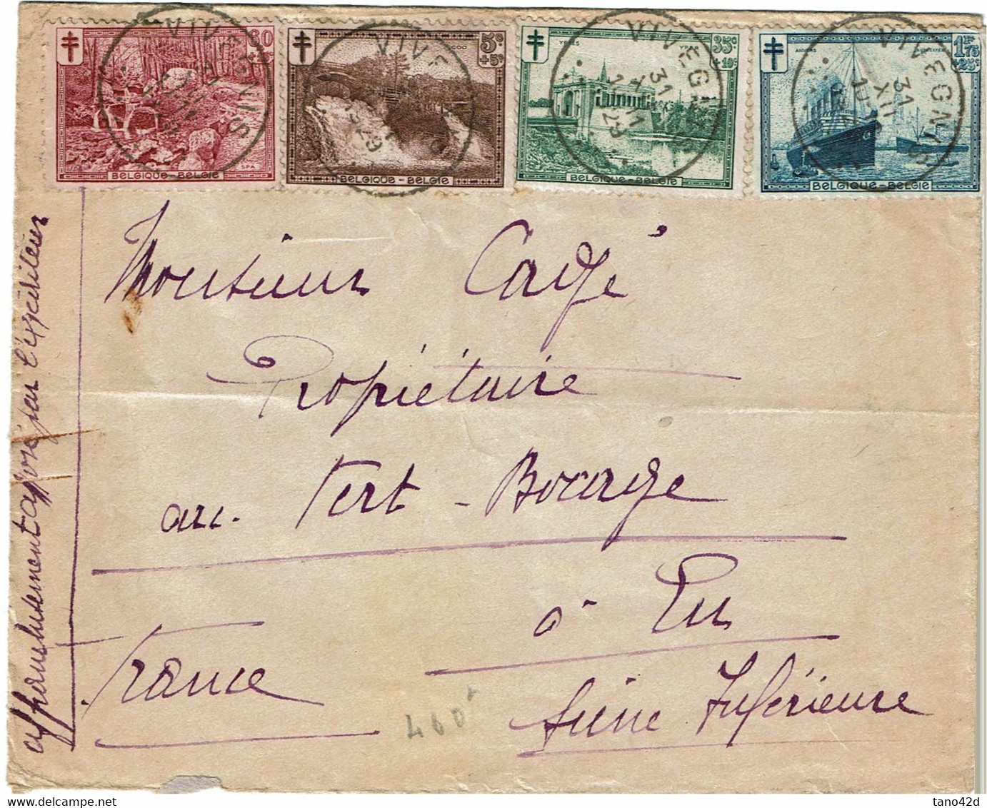 CTN74 - BELGIQUE LETTRE  VIVEGNYS / EU - Covers & Documents