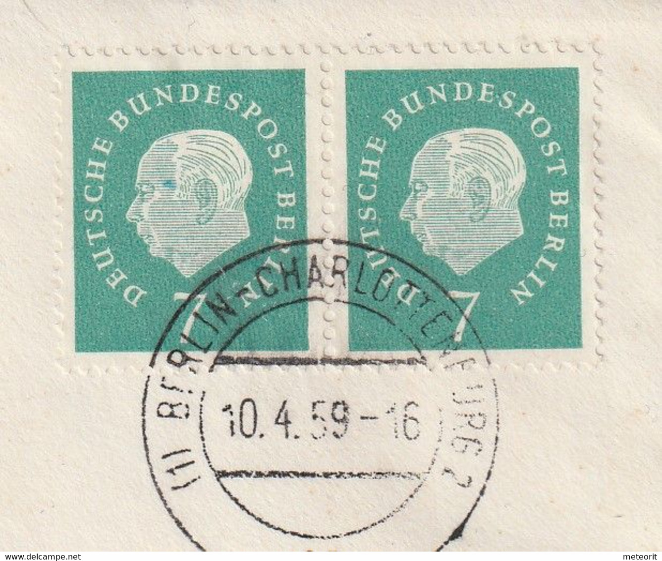 Ersttagsbrief Mit MiNr. 182182 Waagerechtes Paar, Gestempelt Mit Ersttagsstempel BERLIN-CHARLOTTENBURG 10.4.59.-16 - Other & Unclassified