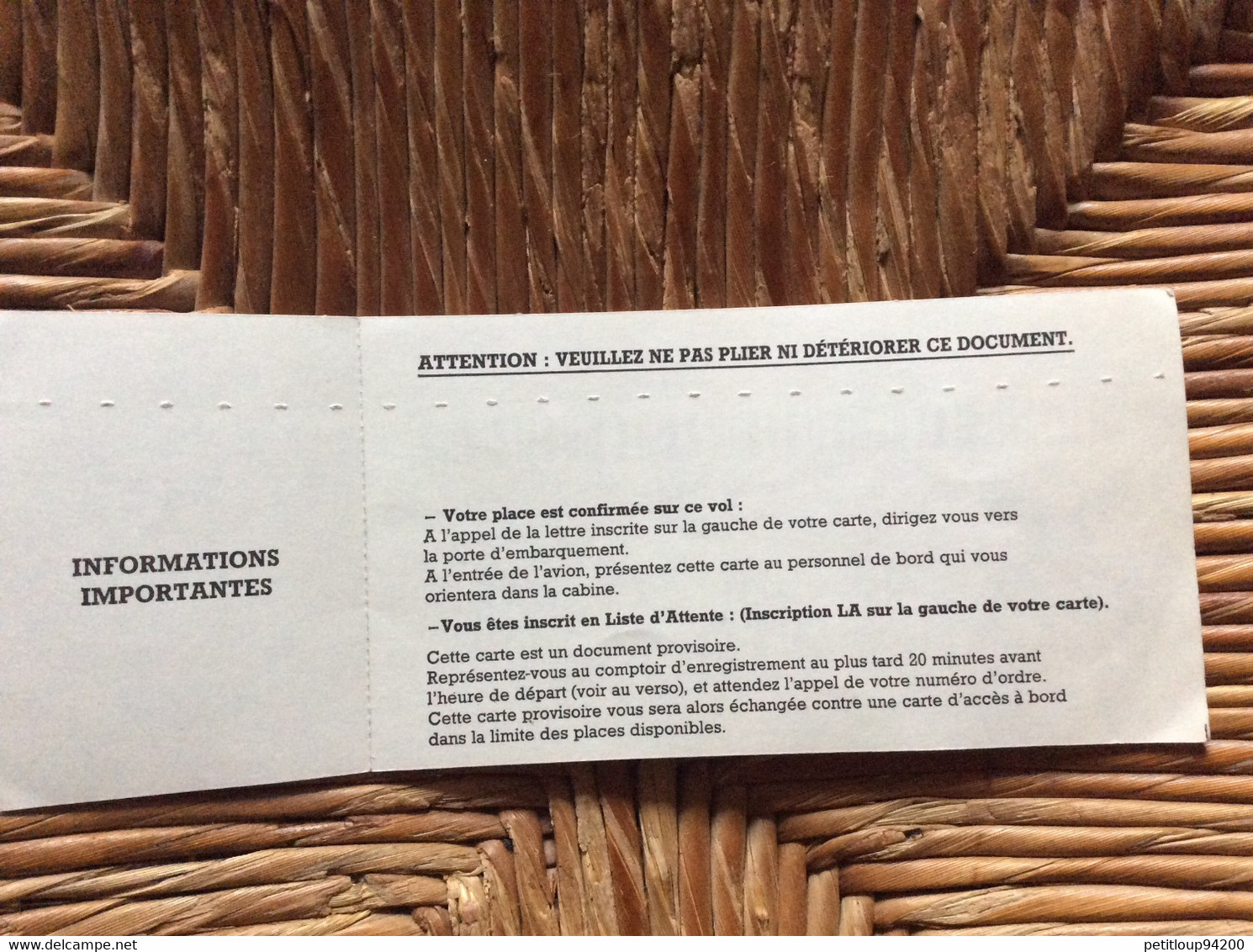 AIR INTER  Carte D’Embarquement  BOARDING PASS  Juin 1990 - Bordkarten