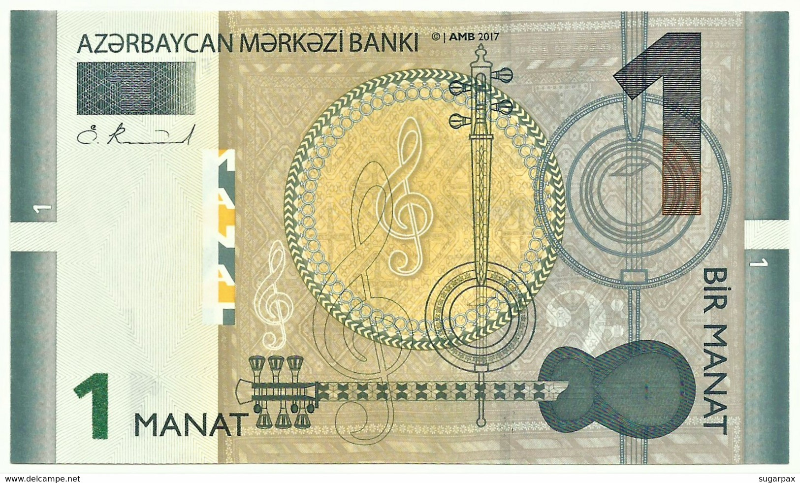 Azerbaijan - 1 Manat - 2017 - Pick 31.b -  Unc. - Serie F - Azerbaigian