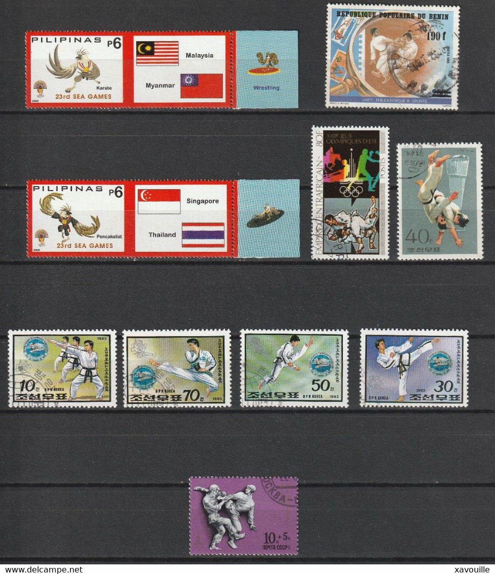 Lot De 22 Timbres Arts Martiaux (TaeKwendo, Karate, Aikido...) - Ohne Zuordnung