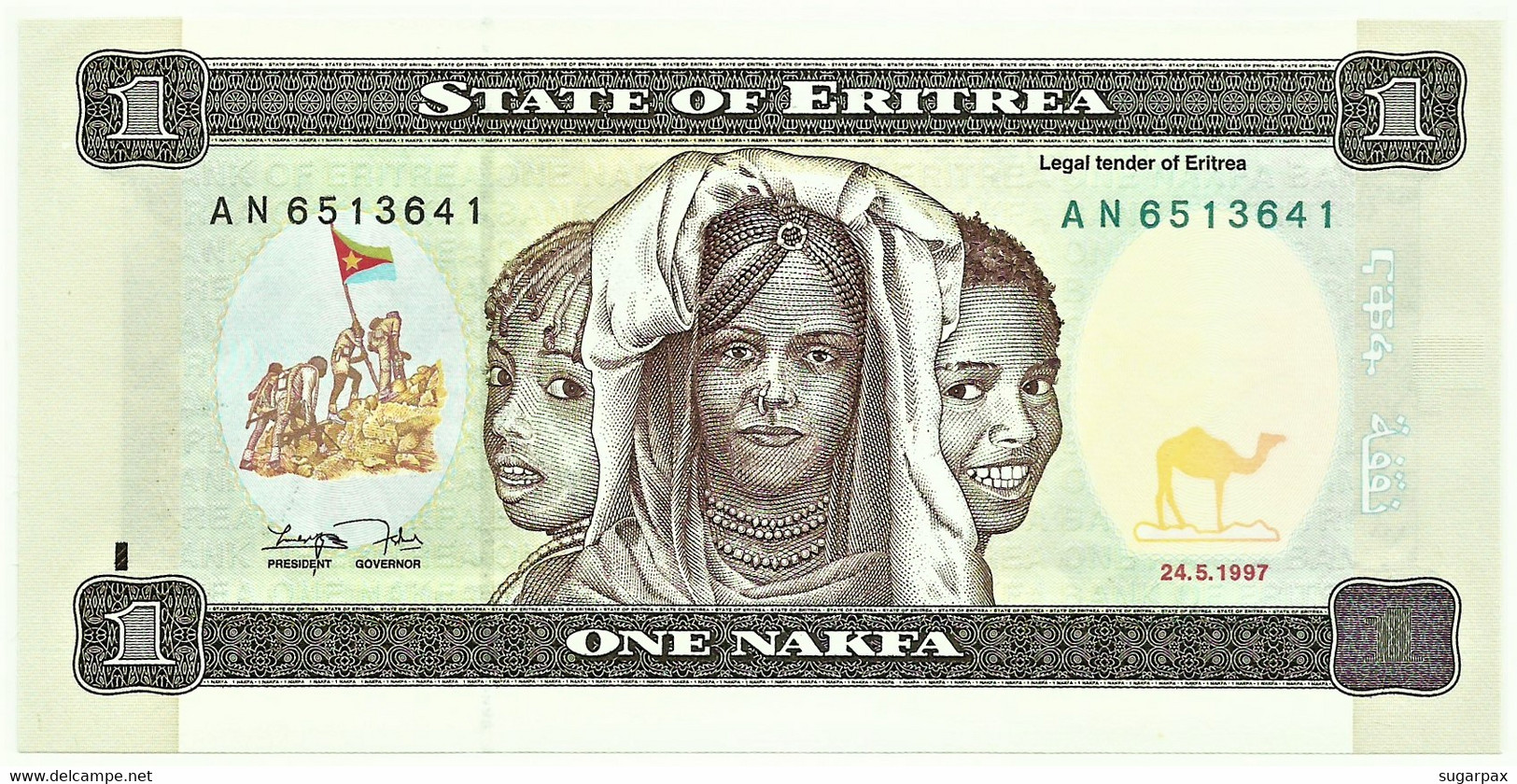 Eritrea - 1 Nakfa - 24.5.1997 - Pick 1 - Unc. - Prefix AN - Erythrée
