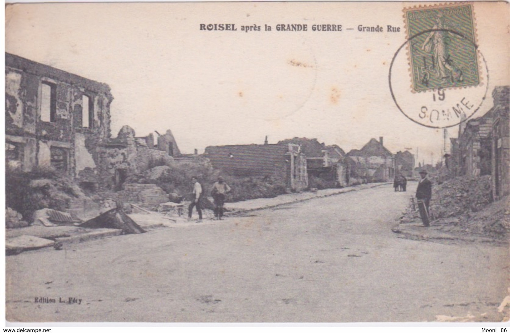 80 - ROISEL - GRANDE RUE - APRES LA GRANDE GUERRE  1919 - Roisel