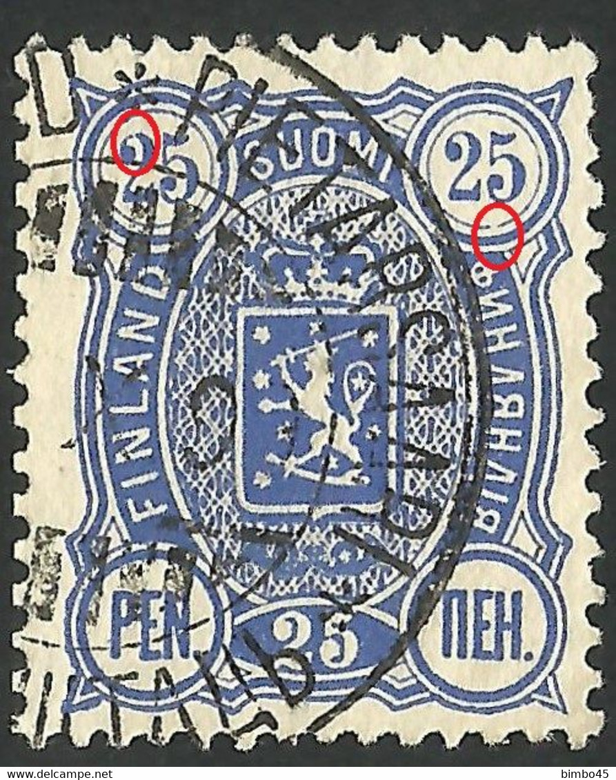 Error -- FINLAND / SUOMI 1890 25 PEN LION USED STAMP - Neufs