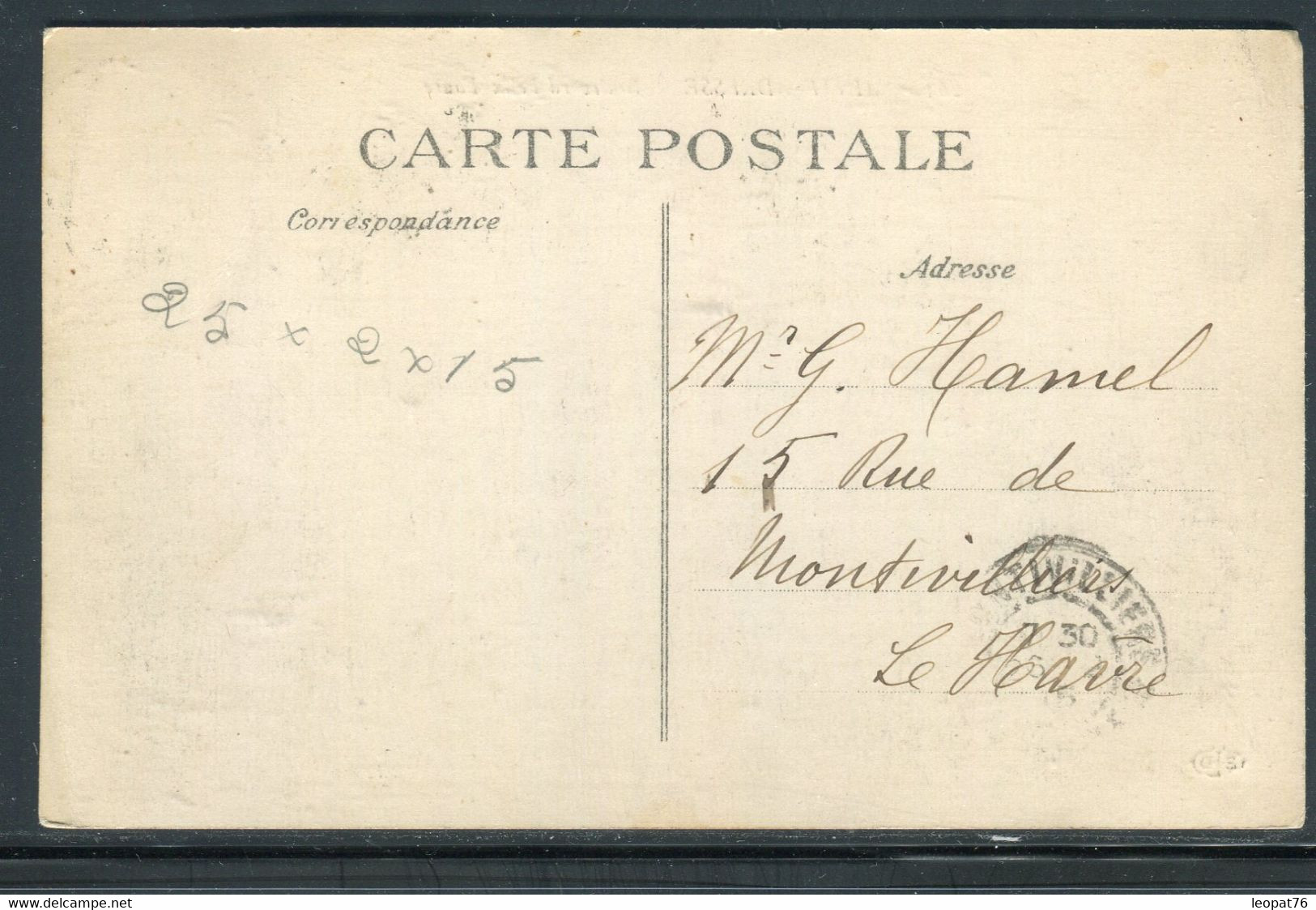 Belgique / France - Affranchissement Du Havre Sur Carte Postale En 1915 Pour Le Havre ( Gouvernement En Exil ) - Ref O 9 - Other & Unclassified