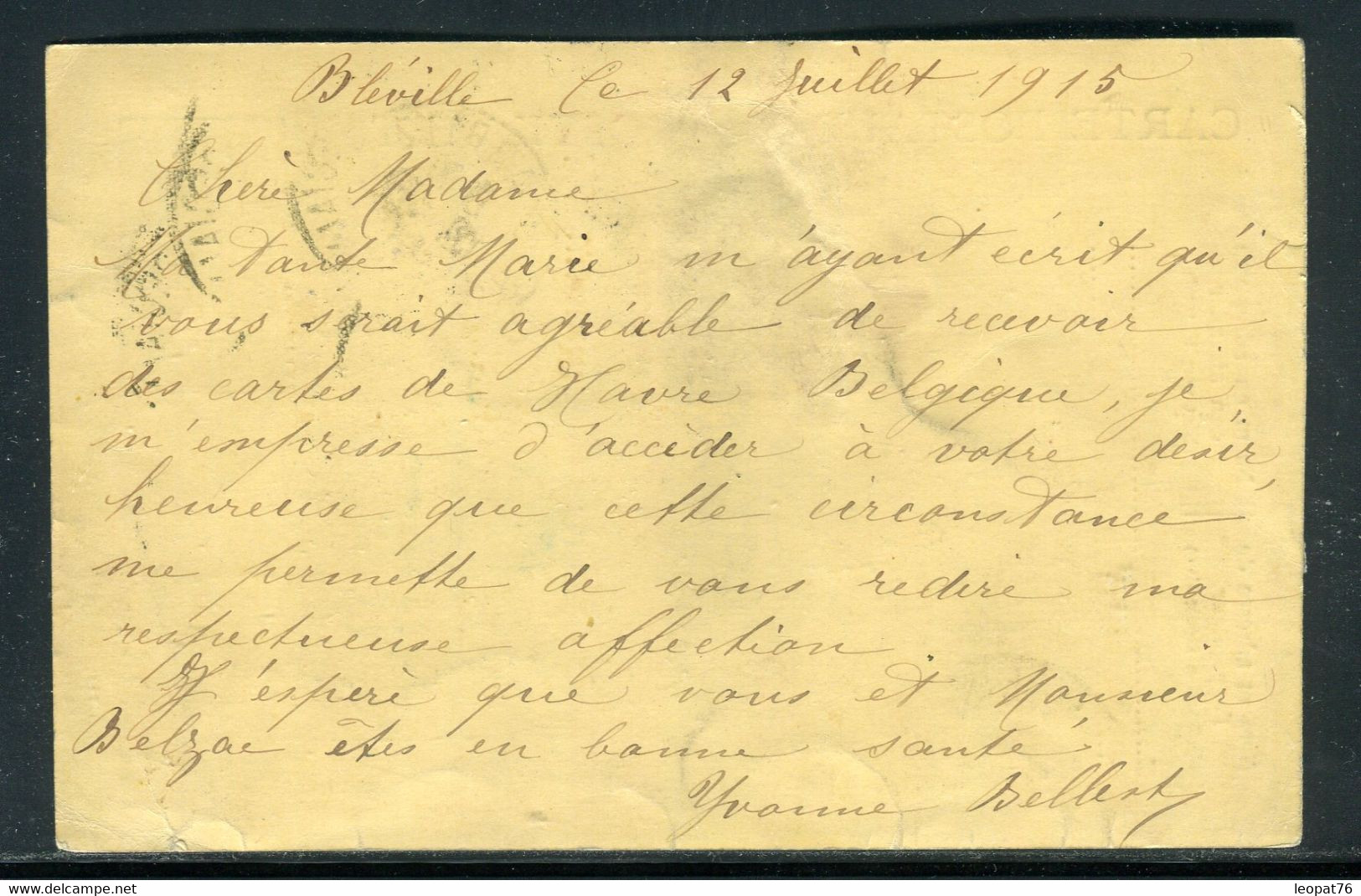 Belgique / France - Affranchissement Du Havre ( Gouv. En Exil ) Sur Entier Postal En 1915 Pour Biarritz - Ref O 20 - Other & Unclassified