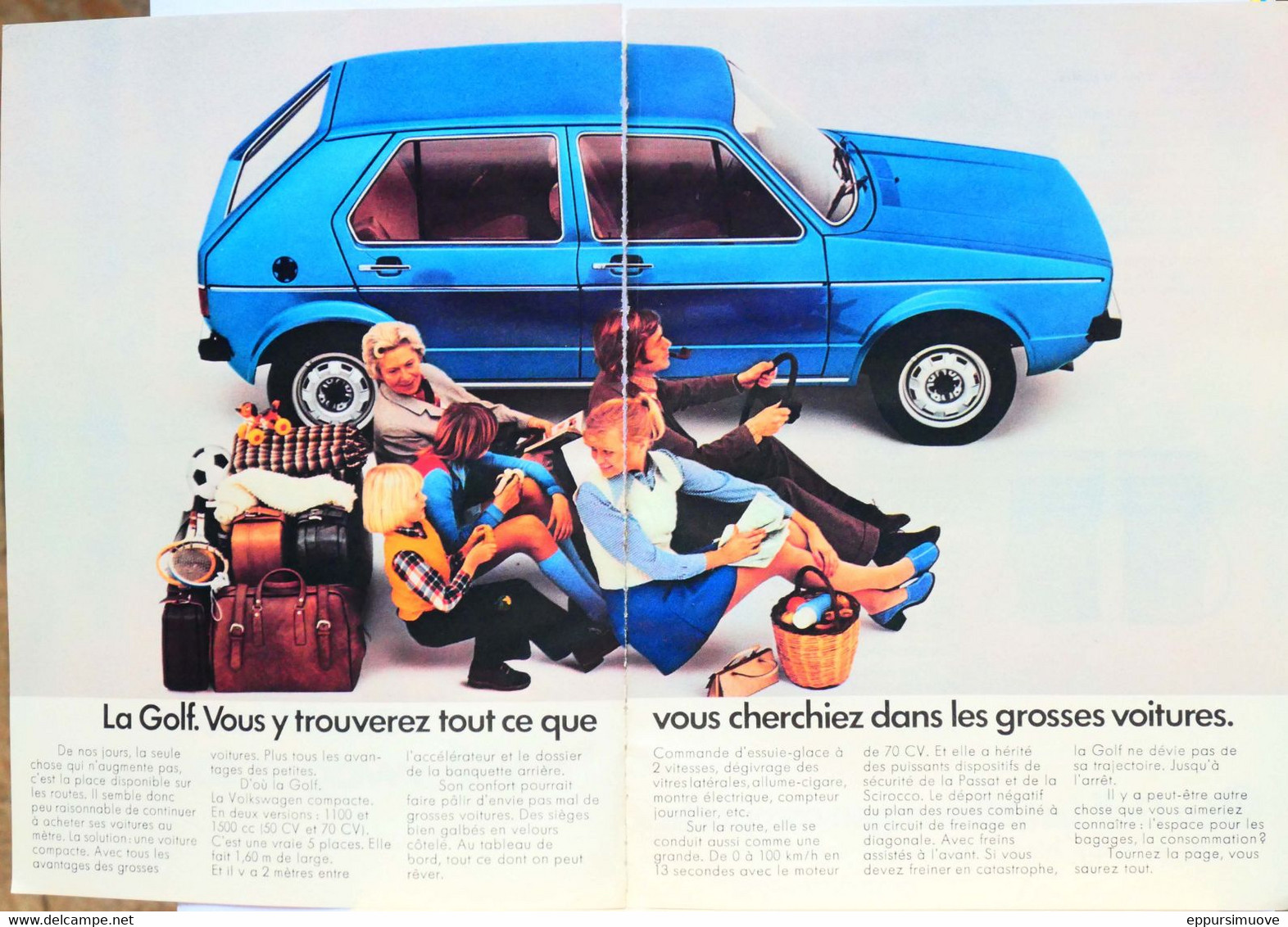 Publicité Papier Voiture VW Golf  4 PAGES Octobre 1974 P1013123 - Advertising