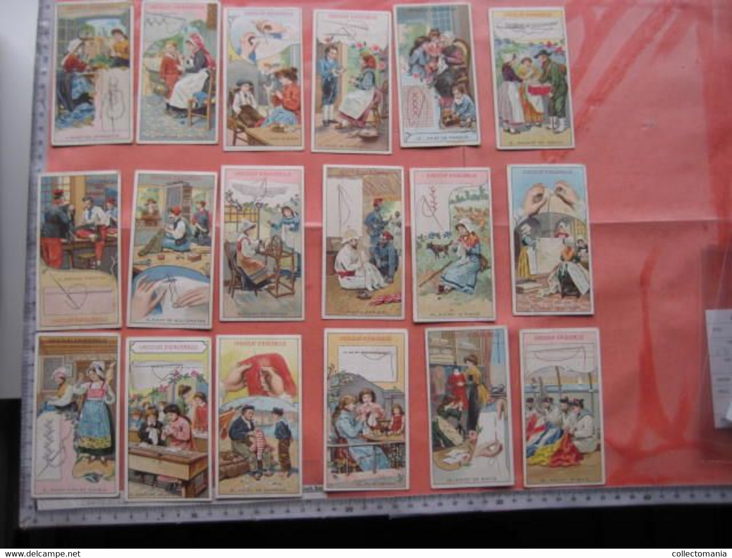 18 serie 1-18, Chromo litho c1900 PUB CHOColat  d'Aiguebelle DENTELLE ( kant, Spitze, lace ) 5,6cmX10,5cm,  Very Good,