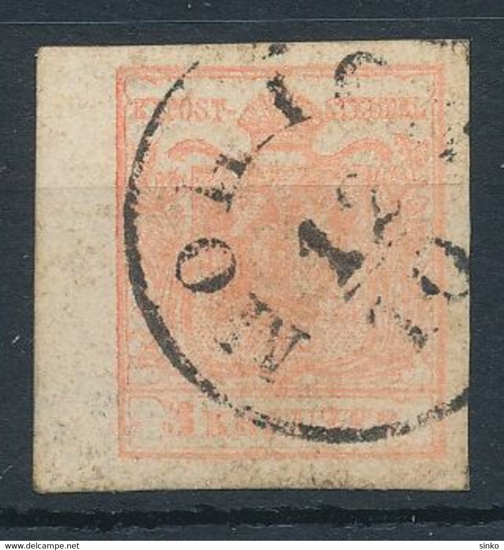 1850. Typography 3kr Stamp, MOHACS - ...-1867 Voorfilatelie